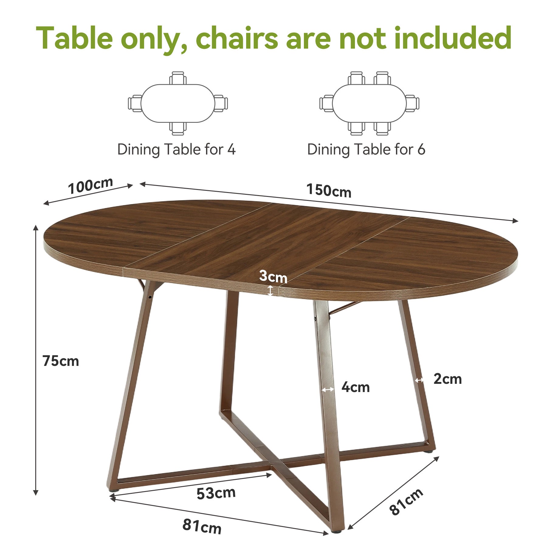 Tribesigns Mesa de comedor redonda para 4-6 personas, Mesa de comedor de 150 cm