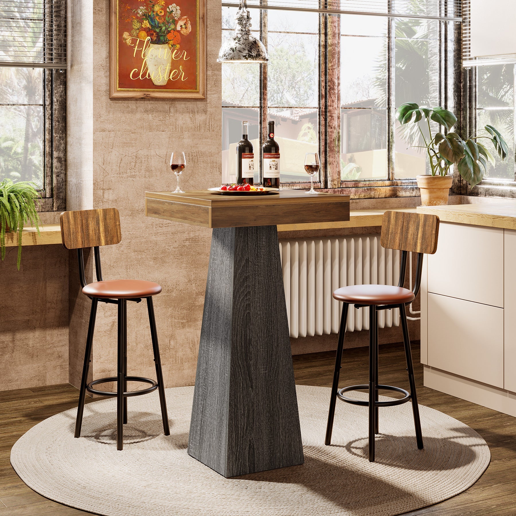 Tribesigns Mesa de bar de 102 cm de altura, Mesa cuadrada de pie para espacios pequeños con base estable