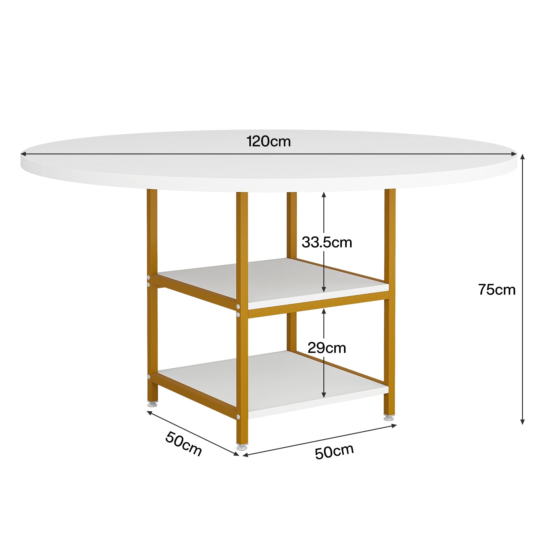 Tribesigns Mesa de comedor redonda, mesa de cocina de 47 pulgadas con espacio de almacenamiento