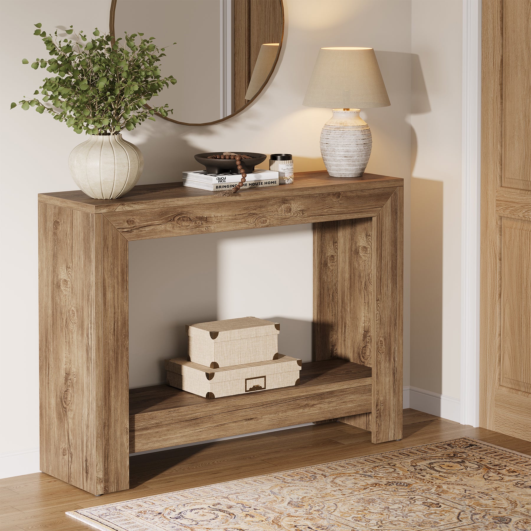 Tribesigns Consola rectangular de madera, Mesa de entrada geométrica sencilla para pasillo