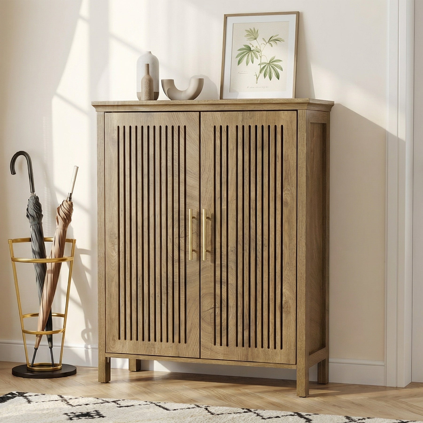 Tribesigns Zapatero de 120 cm con puertas y estantes ajustables, Zapatero de 5 niveles para recibidor y sala de estar