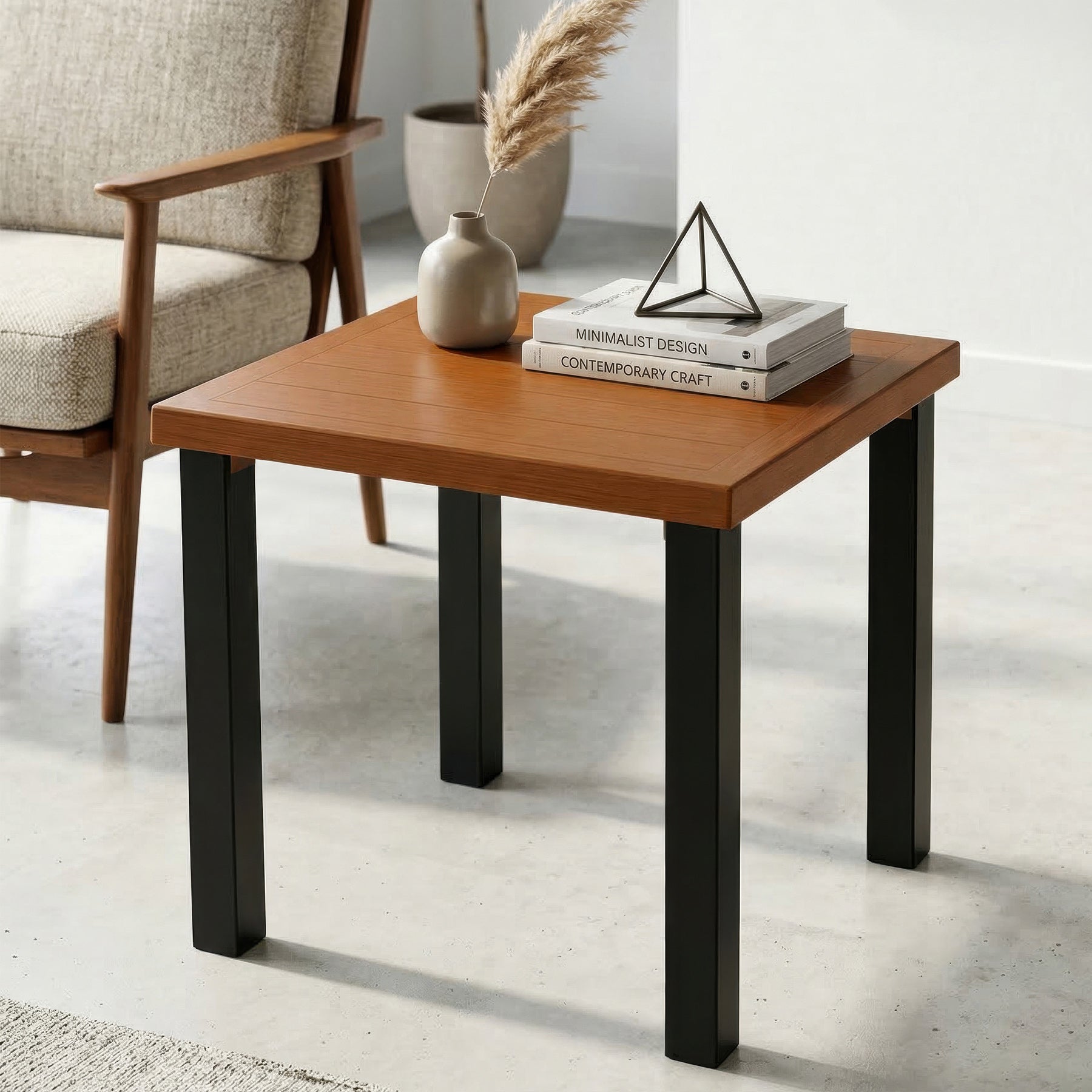 Tribesigns Mesa auxiliar de exterior resistente a la intemperie, Mesa de balcón con aspecto de madera