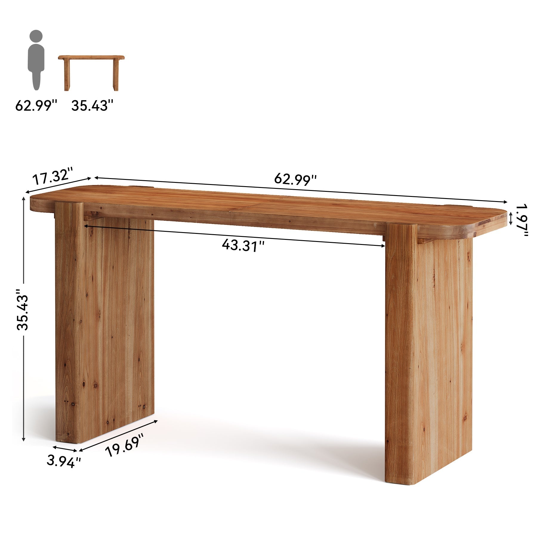 Tribesigns Mesa alta de madera maciza de 160 cm, Mesa alta para 4-6 personas, mesa rectangular de estilo industrial