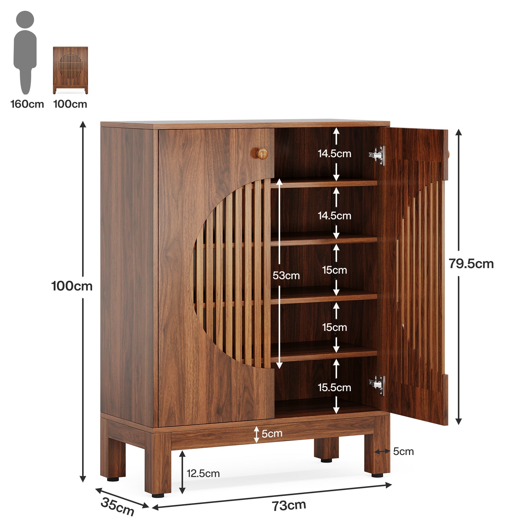 Tribesigns Credenza, Gabinete de cocina estilo granja de 5 niveles con estantes extraíbles