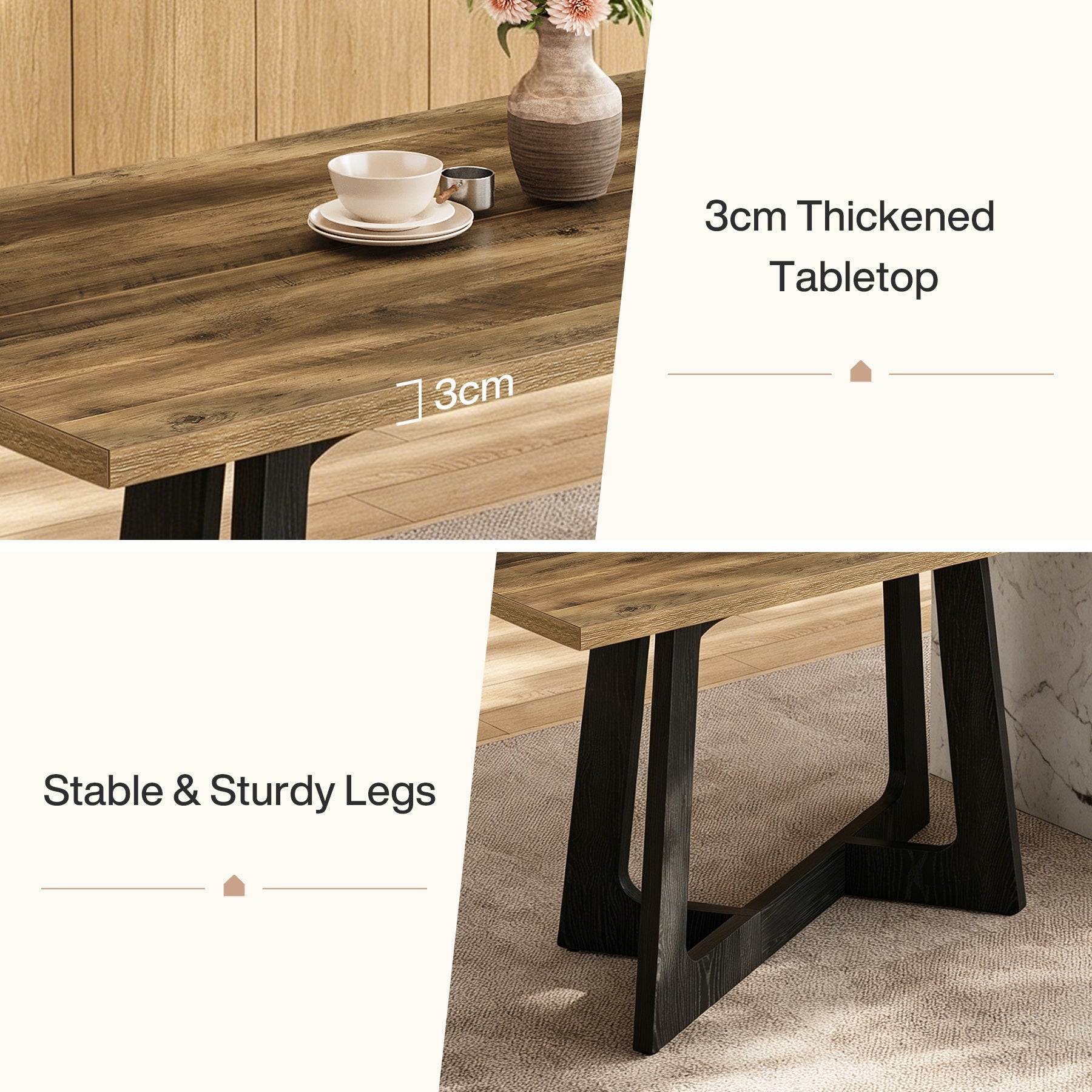 Tribesigns Mesa de comedor de 120 x 79 cm para 2-4 personas con base robusta