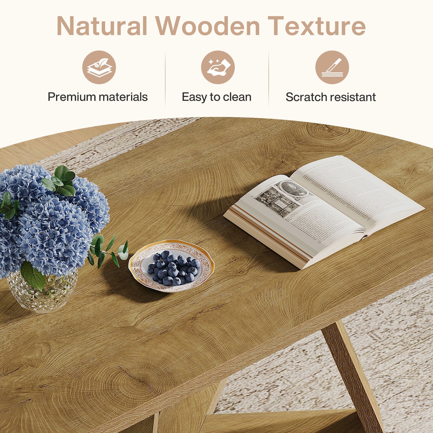 Tribesigns Mesa de centro, Mesa de cóctel y mesa de té rectangular 120 cm para la sala de estar