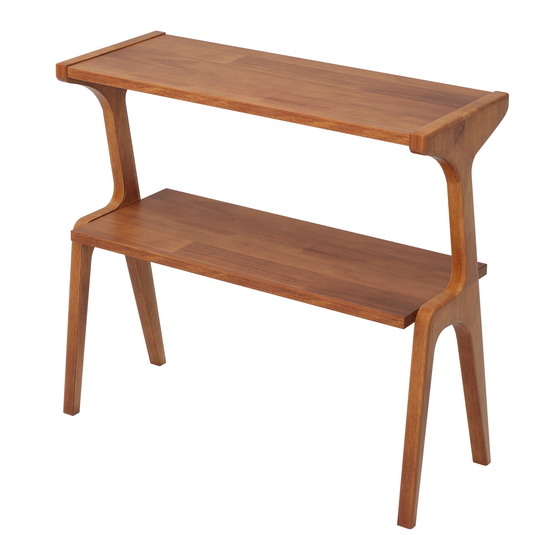 Tribesigns Mesa de centro estrecha, Mesa de centro delgada de 2 niveles con estante de almacenamiento