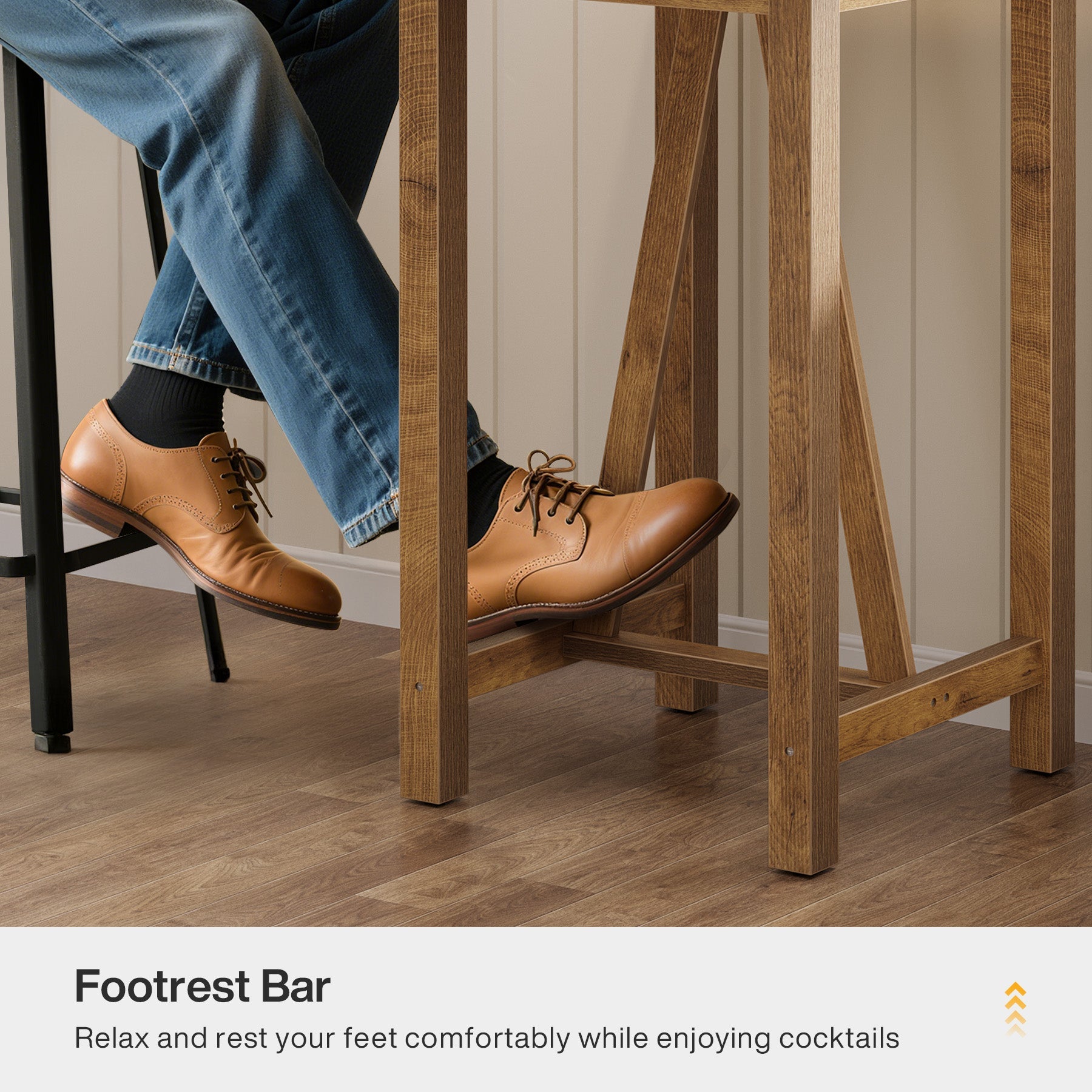 Tribesigns Mesa de bar a una altura de mostrador de 100 cm, Mesa de pub cuadrada de estilo rústico