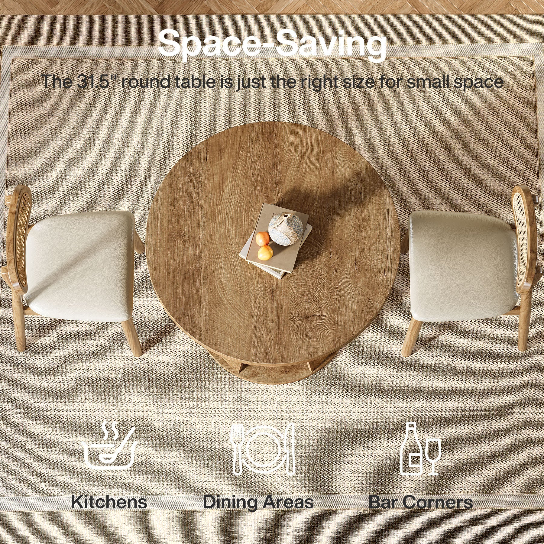 Tribesigns Mesa de comedor redonda de 80 cm para 2-4 personas, Mesa de cocina pequeña