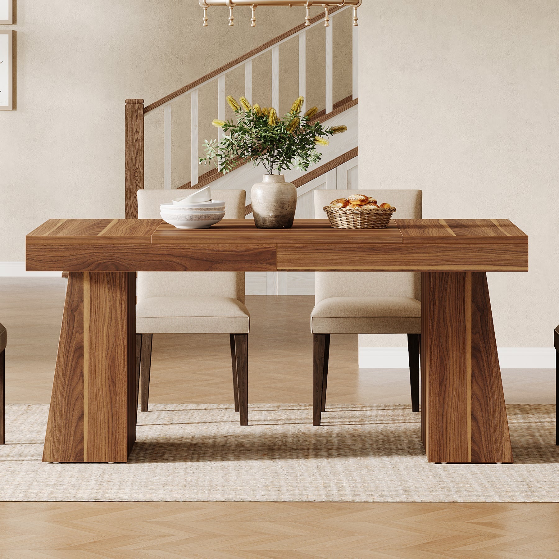 Tribesigns Mesa de comedor de 140 cm, Mesa de cocina de madera para 4-6 personas