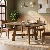 Tribesigns Mesa de comedor rústica de 140 cm para 4 personas con soporte en cruz, Mesa de cocina de madera para apartamento y comedor 3