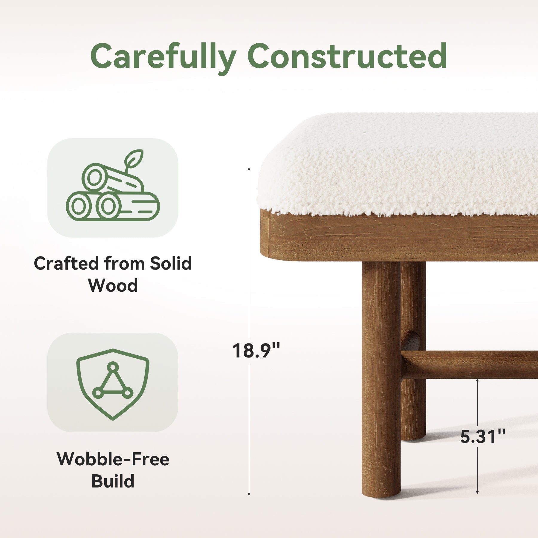 Tribesigns Banco tapizado de 140 cm, Fabricado en madera maciza Banco para dormitorio con funda de felpa