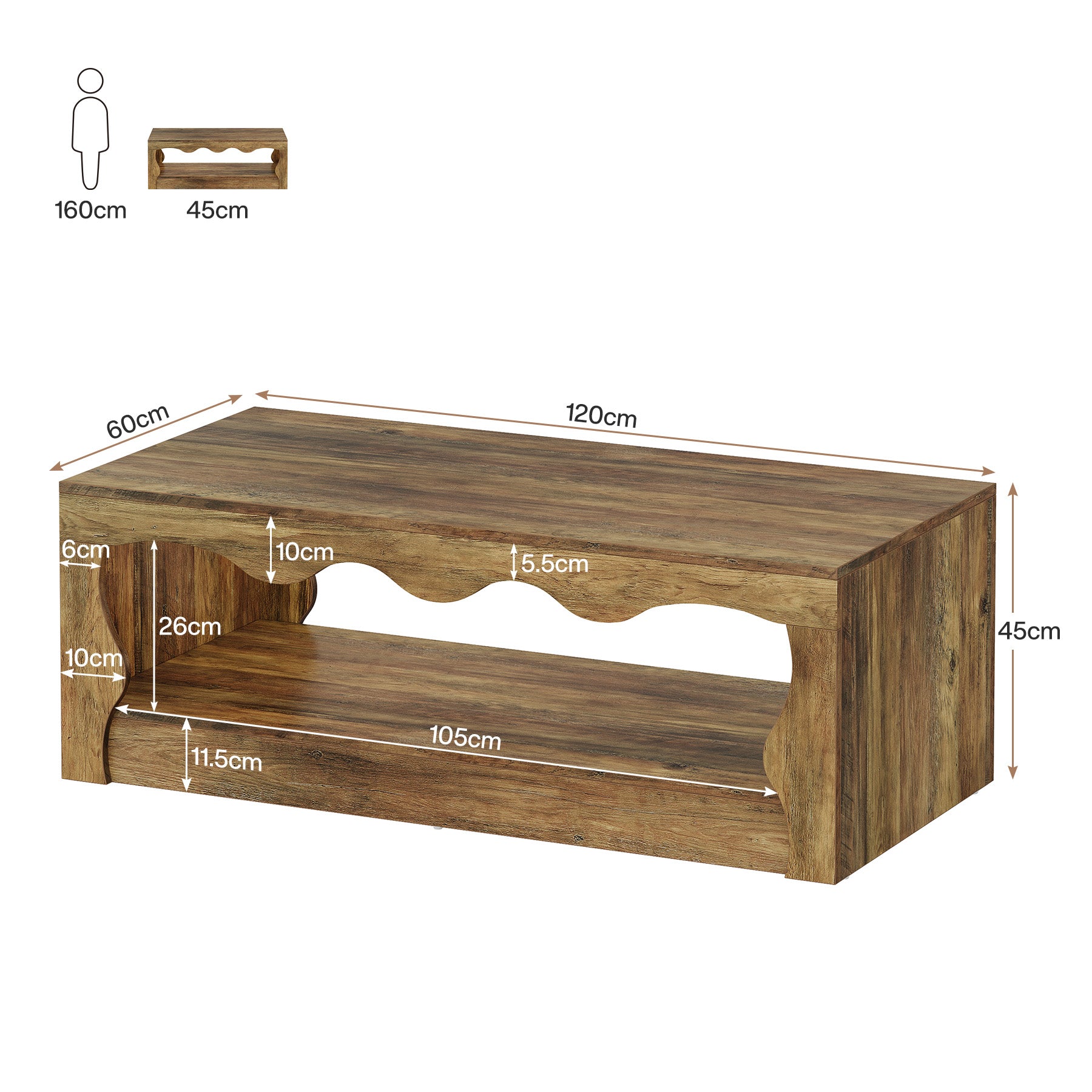 Tribesigns Mesa auxiliar rectangular, Mesas de centro de estilo rústico para sala de estar