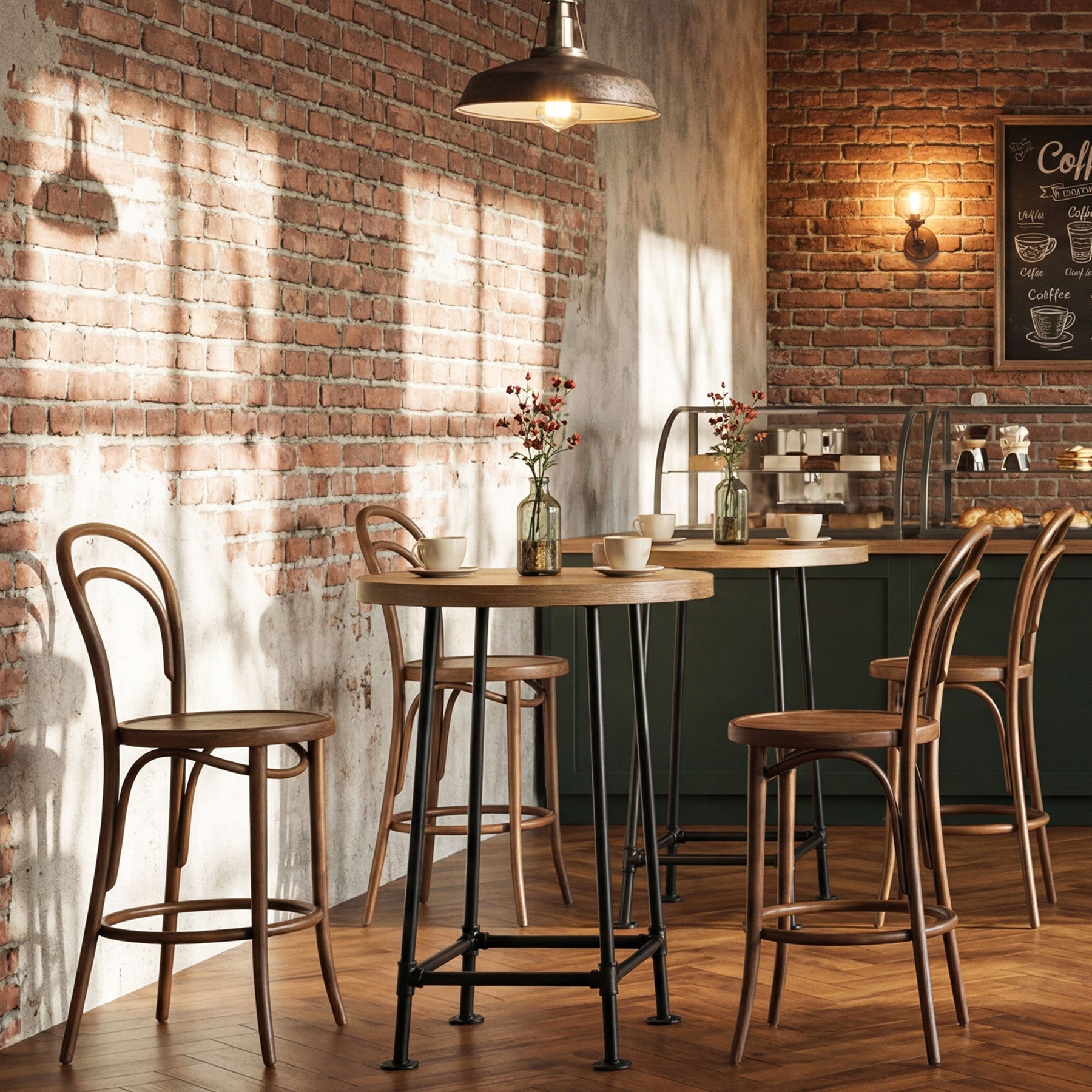 Tribesigns Mesa redonda de bar de 95 cm con reposapiés metálico, Mesa alta de estilo industrial para cocina y bistró (solo la mesa)