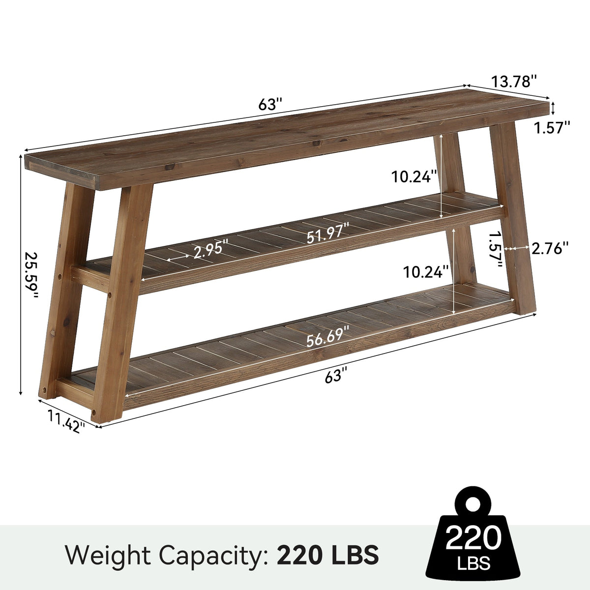 Tribesigns Mueble bajo para TV de madera maciza (160 cm) para televisores de hasta 70 pulgadas con 3 estantes abiertos