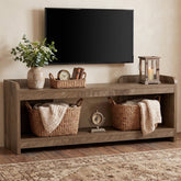 Tribesigns Mueble de TV de 160 cm para televisores de hasta 70 pulgadas, Mueble de TV de 2 niveles con espacio de almacenamiento abierto 3