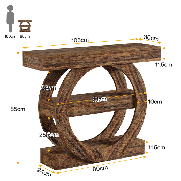 Tribesigns Consola de 105 cm, Mesa de recibidor de sofá de 3 niveles con compartimentos de almacenamiento
