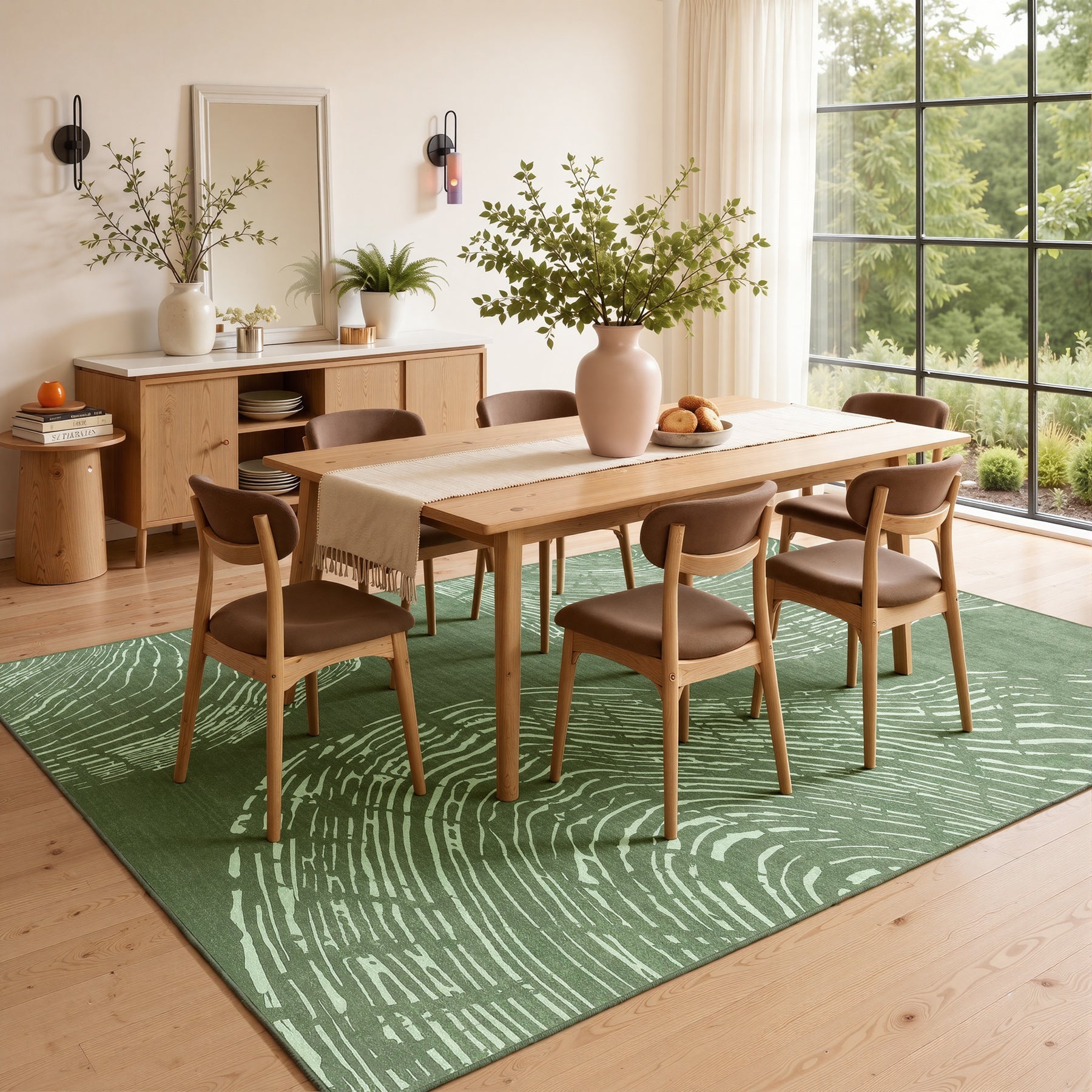 Tribesigns Alfombra lavable para sala de estar – Suave de pelo corto y diseño abstracto, Estilo bohemio minimalista antideslizante
