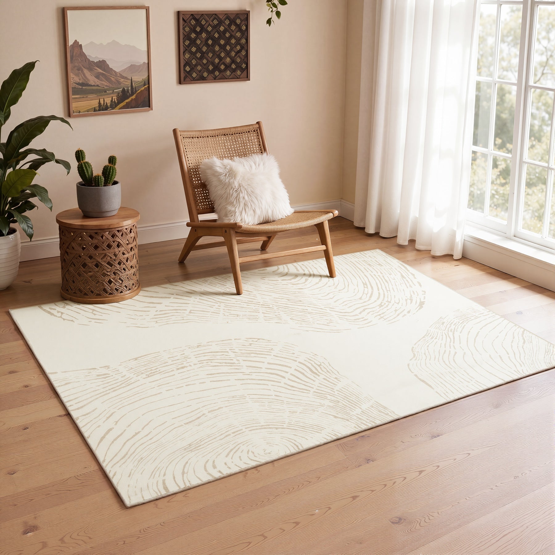 Tribesigns Alfombra lavable para sala de estar – Suave de pelo corto y diseño abstracto, Estilo bohemio minimalista antideslizante