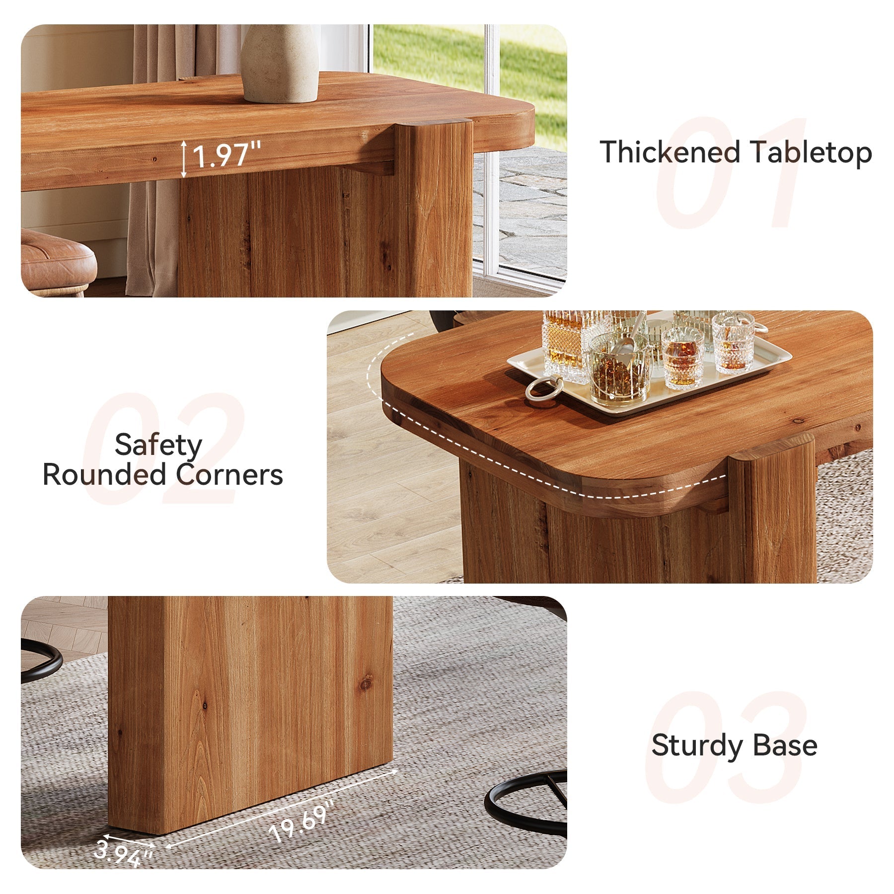 Tribesigns Mesa alta de madera maciza de 160 cm, Mesa alta para 4-6 personas, mesa rectangular de estilo industrial