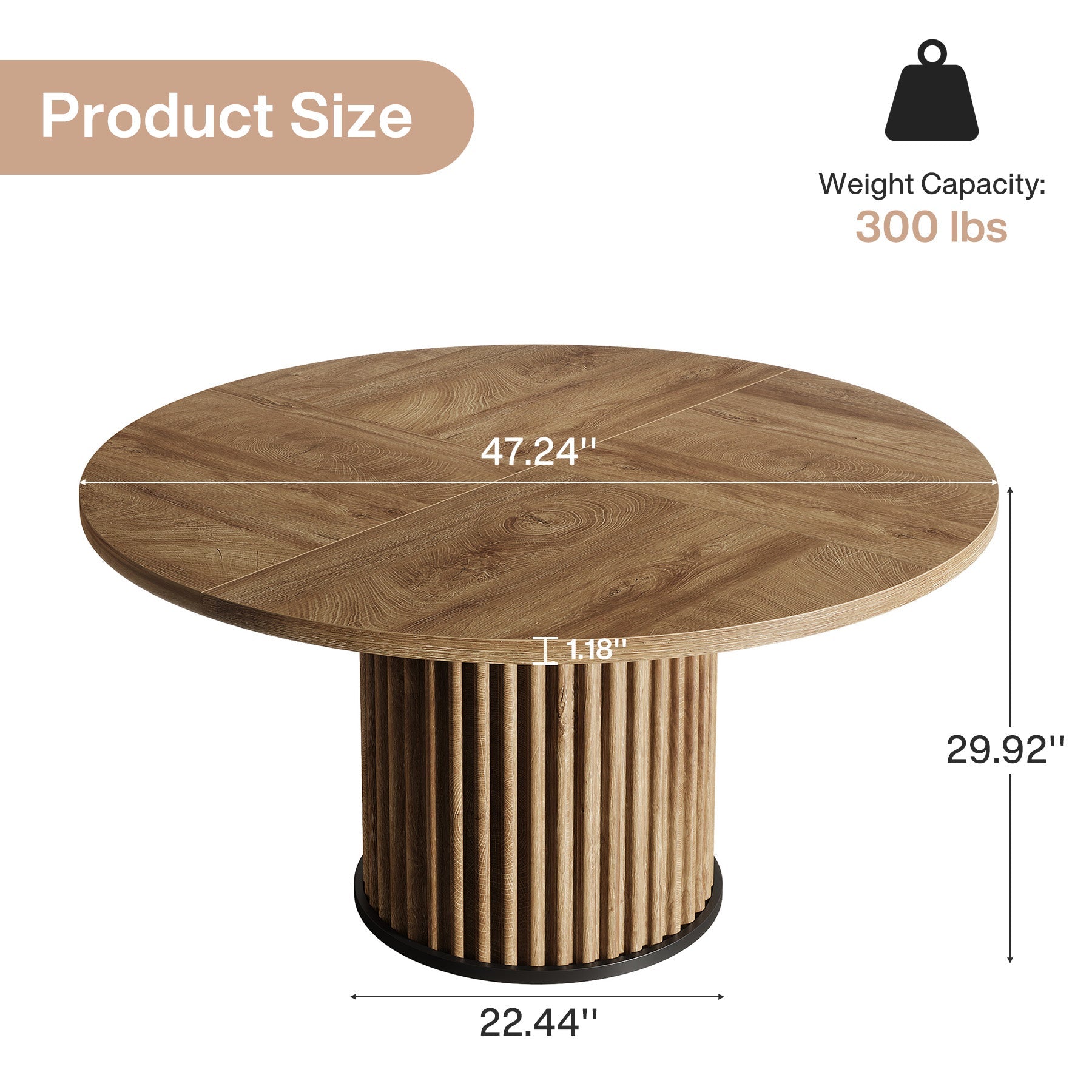 Tribesigns Mesa de comedor redonda negra de 120 cm para 4-6 personas, Mesa de cocina moderna con base de metal