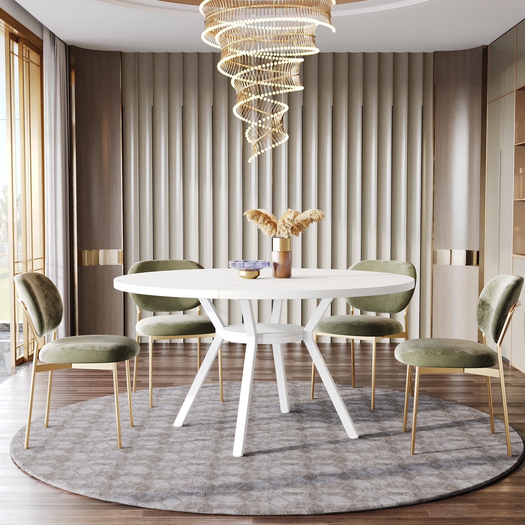 Tribesigns Mesa de comedor redonda, Mesa de comedor de cocina moderna de 120 cm para 4 personas