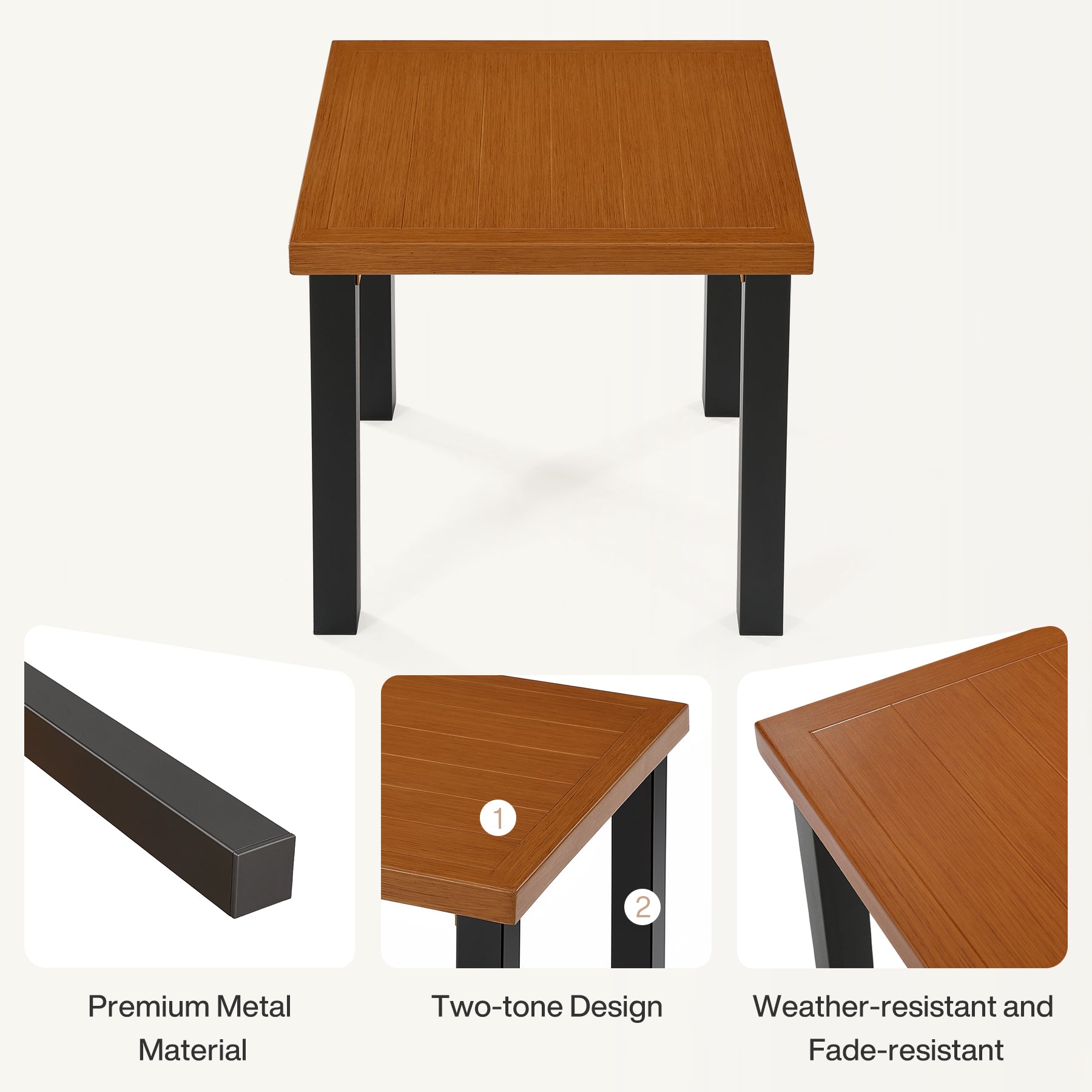 Tribesigns Mesa auxiliar de exterior resistente a la intemperie, Mesa de balcón con aspecto de madera