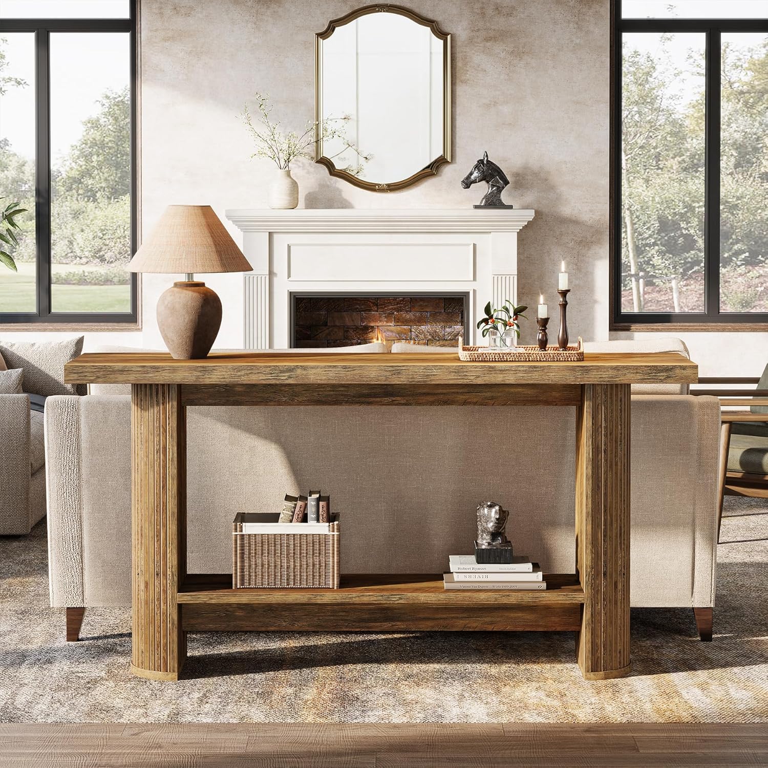 140cm Landhaus-Konsolentisch - Schmaler Tisch für Flur & Couch
