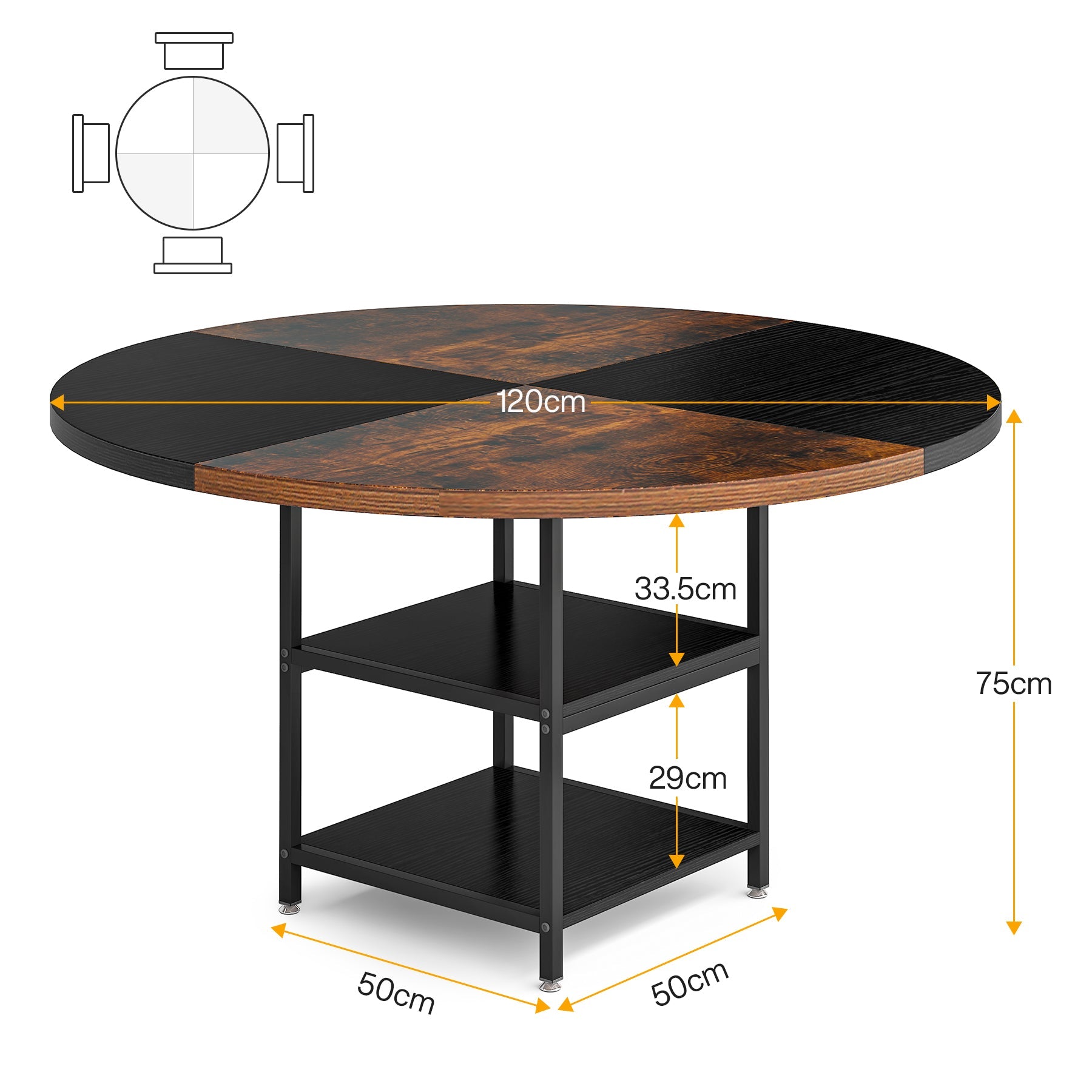 Tribesigns Mesa de comedor redonda, mesa de cocina de 47 pulgadas con espacio de almacenamiento