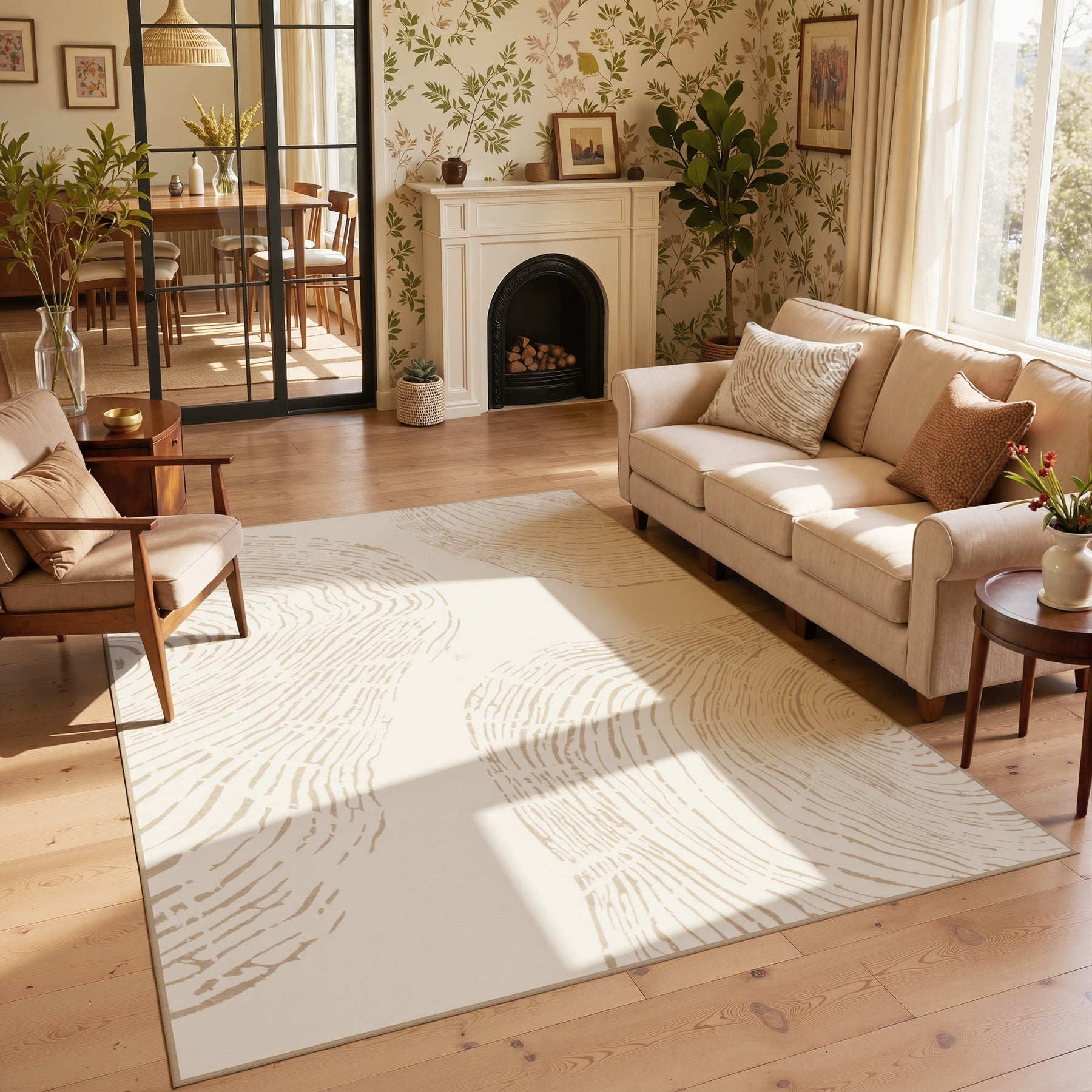 Tribesigns Alfombra lavable para sala de estar – Suave de pelo corto y diseño abstracto, Estilo bohemio minimalista antideslizante
