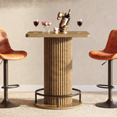 Tribesigns Mesa de bar de 70 × 70 cm, Mesa cuadrada con reposapiés metálico en estilo rústico vintage 3
