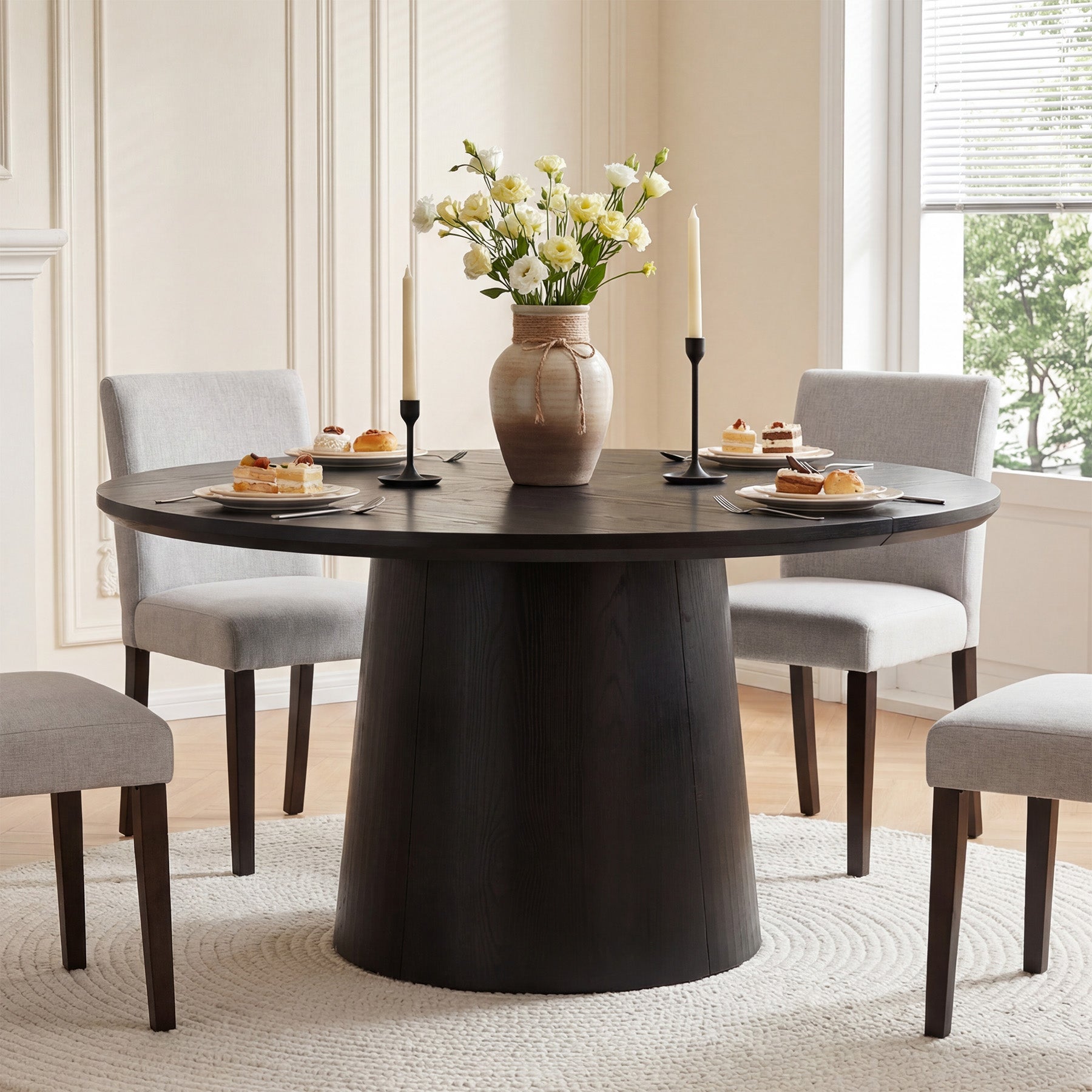 Tribesigns Mesa de comedor redonda de 120 cm, Mesa de cocina moderna con acabado en madera para 4 a 6 personas con estructura robusta