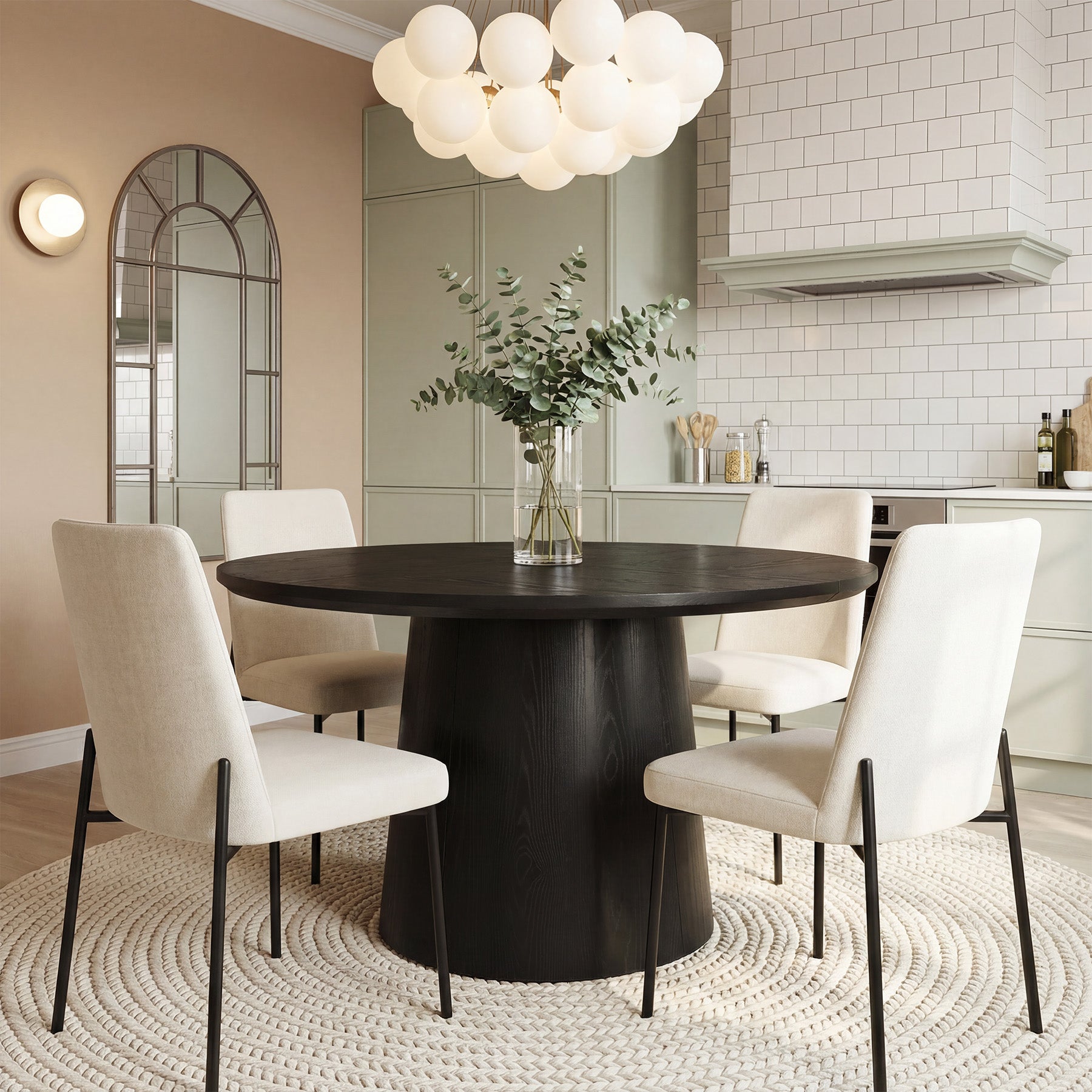 Tribesigns Mesa de comedor redonda de 120 cm, Mesa de cocina moderna con acabado en madera para 4 a 6 personas con estructura robusta