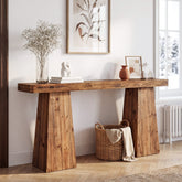 Tribesigns Mesa consola de madera maciza de 160 cm, Mesa auxiliar estrecha para colocar detrás del sofá 3