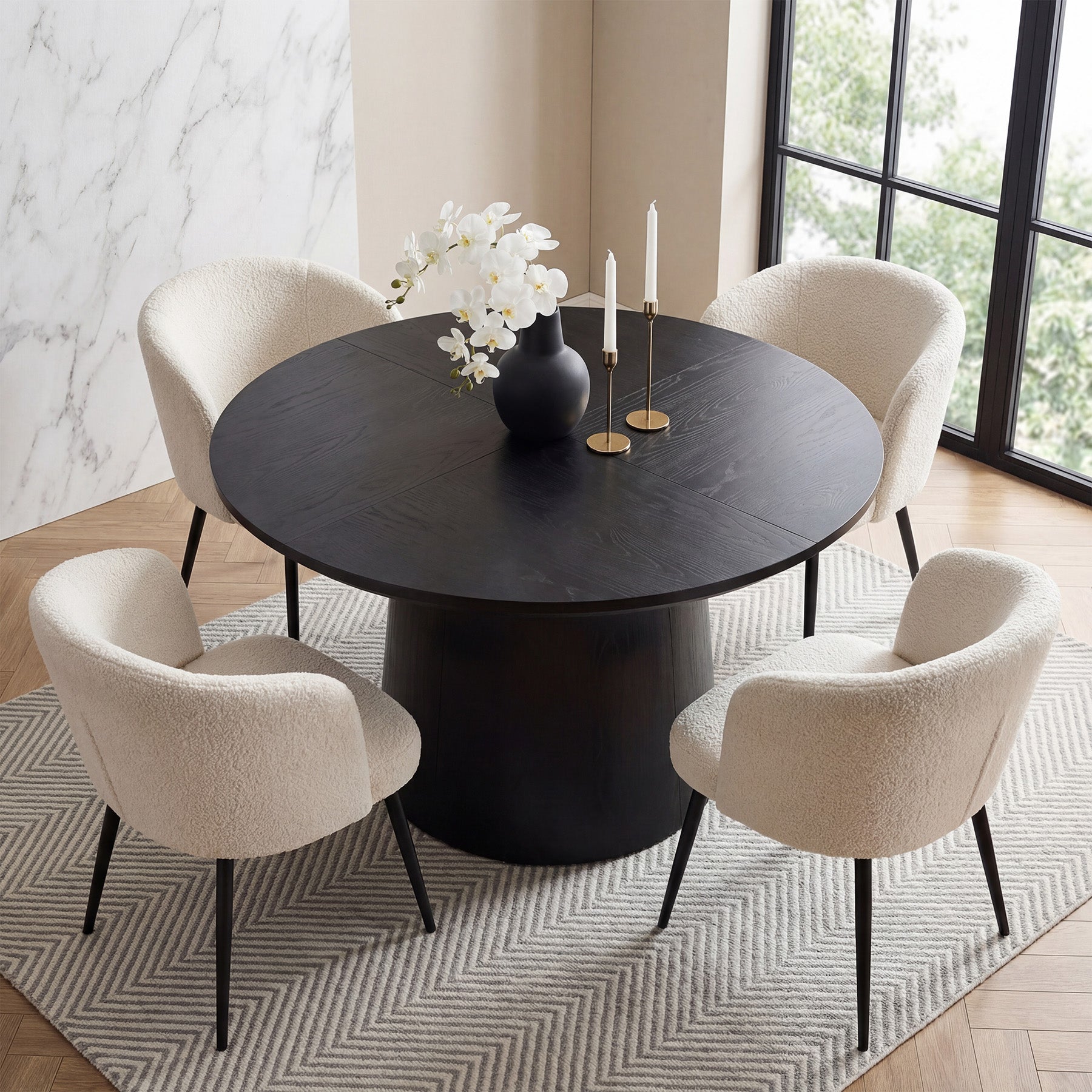 Tribesigns Mesa de comedor redonda de 120 cm, Mesa de cocina moderna con acabado en madera para 4 a 6 personas con estructura robusta