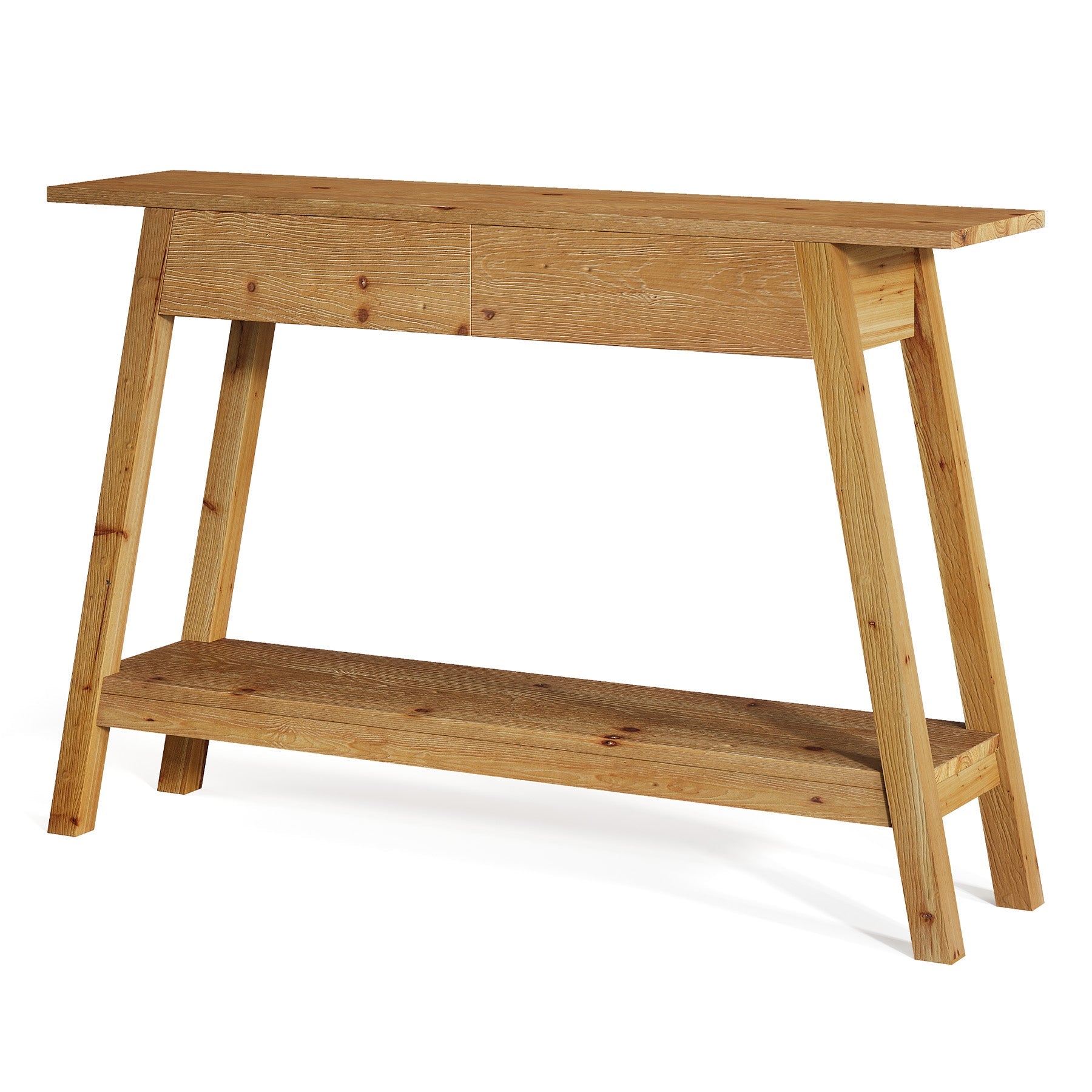 Tribesigns Mesa consola de madera maciza 110 cm con 2 cajones, Mesa estrecha para pasillo con estante