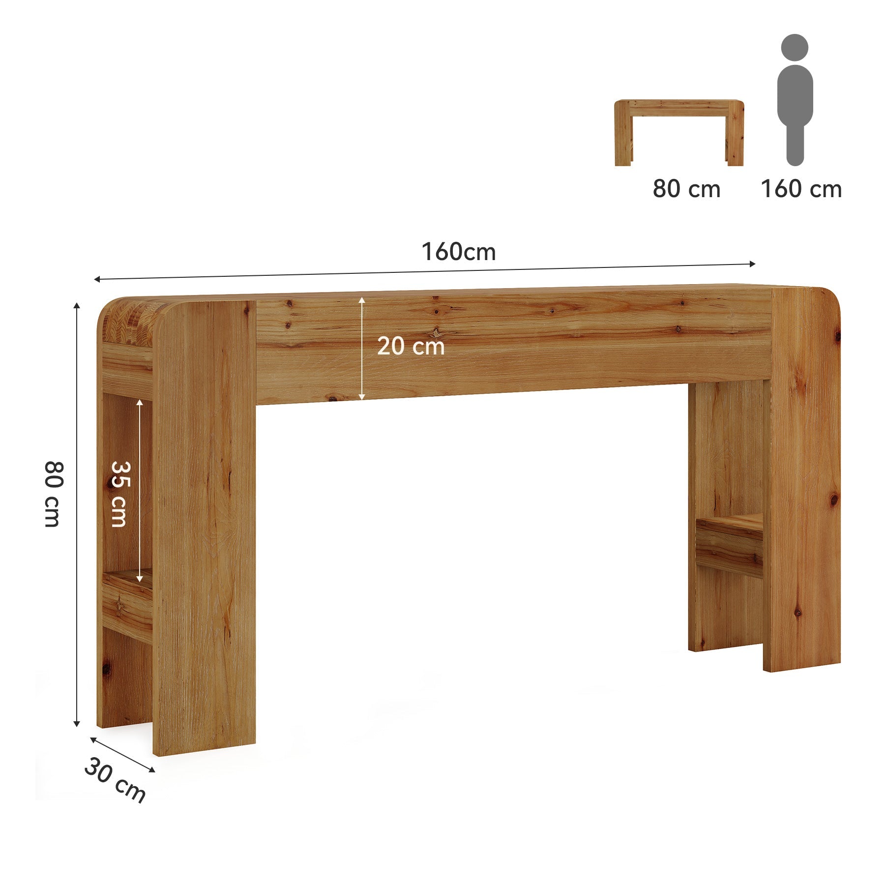 Tribesigns Mesa Consola de Madera Maciza de 160 cm, Mesa Larga para Sofá de Estilo Campestre (Madera de Abeto)