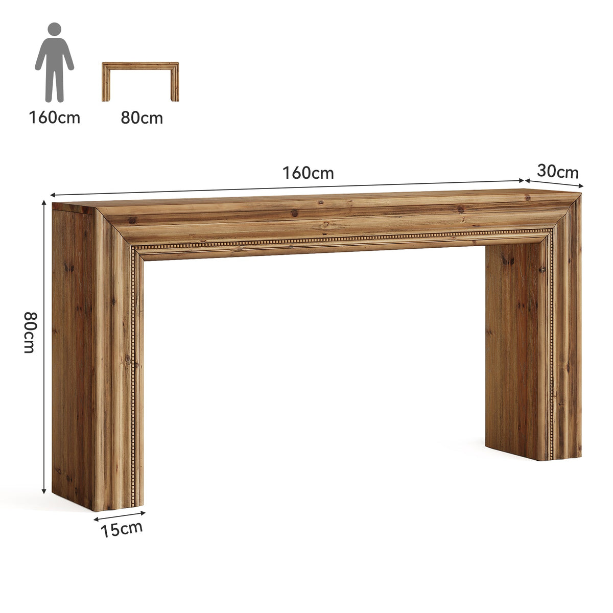 Tribesigns Mesa consola de madera maciza de abeto (160 cm), Mesa rústica para recibidor