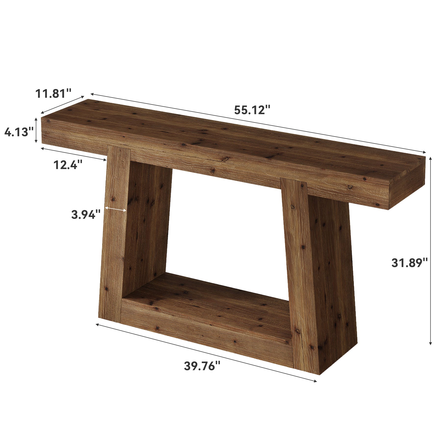 Tribesigns Mesa consola estrecha de madera maciza, Mesa de recibidor de 140 cm con 2 estantes