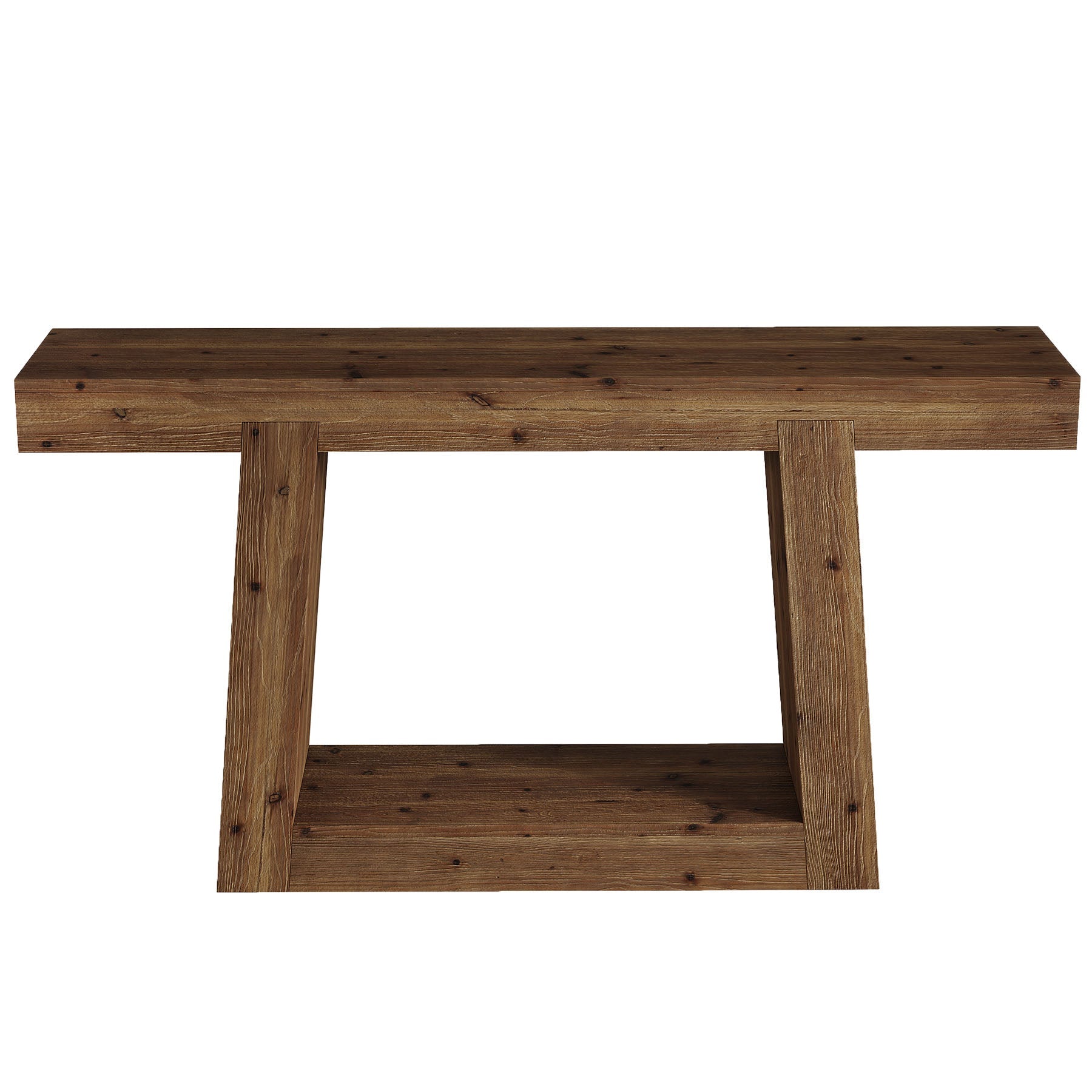 Tribesigns Mesa consola estrecha de madera maciza, Mesa de recibidor de 140 cm con 2 estantes