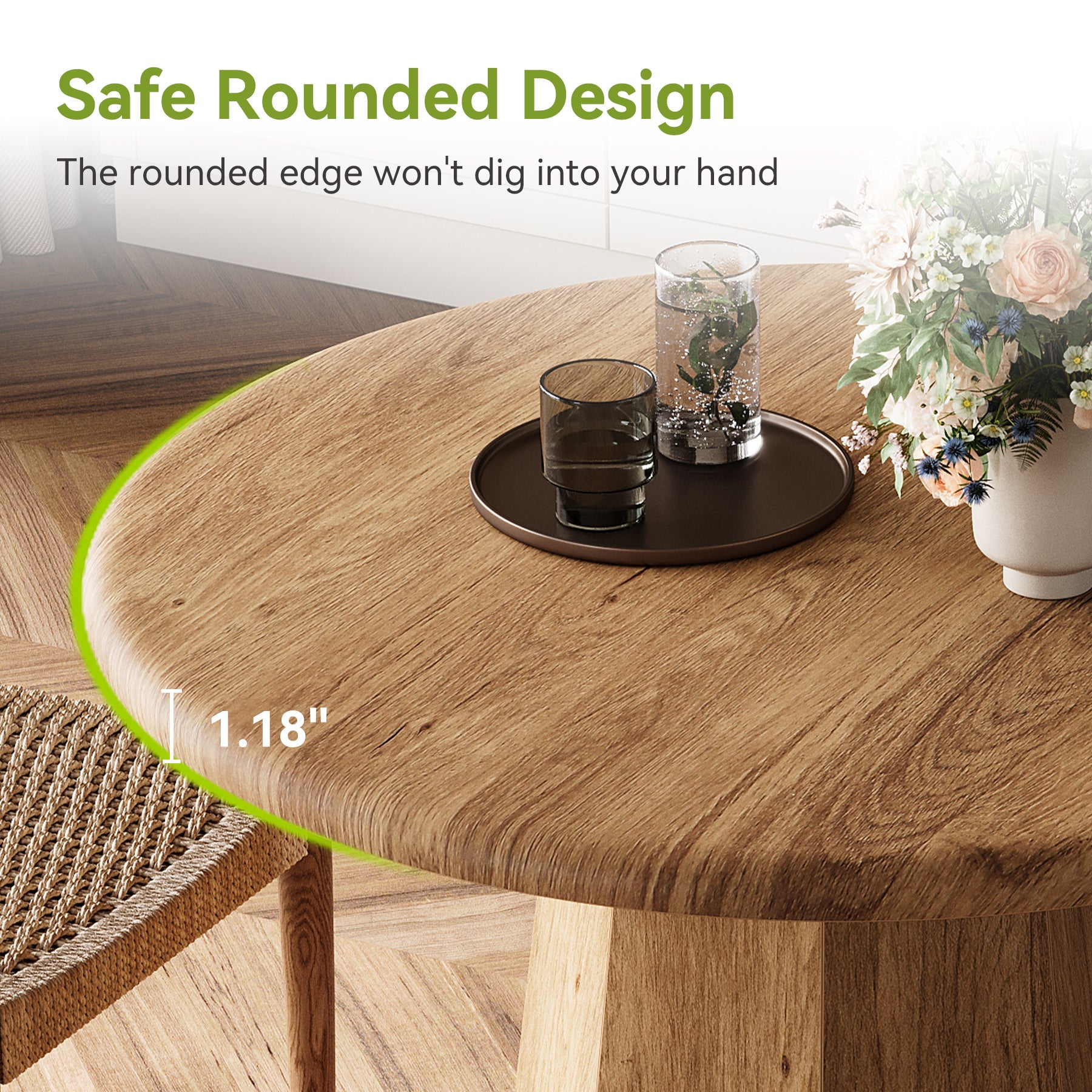 Tribesigns Mesa de comedor redonda de 80 cm para 2-4 personas, Mesa de cocina pequeña con estructura resistente