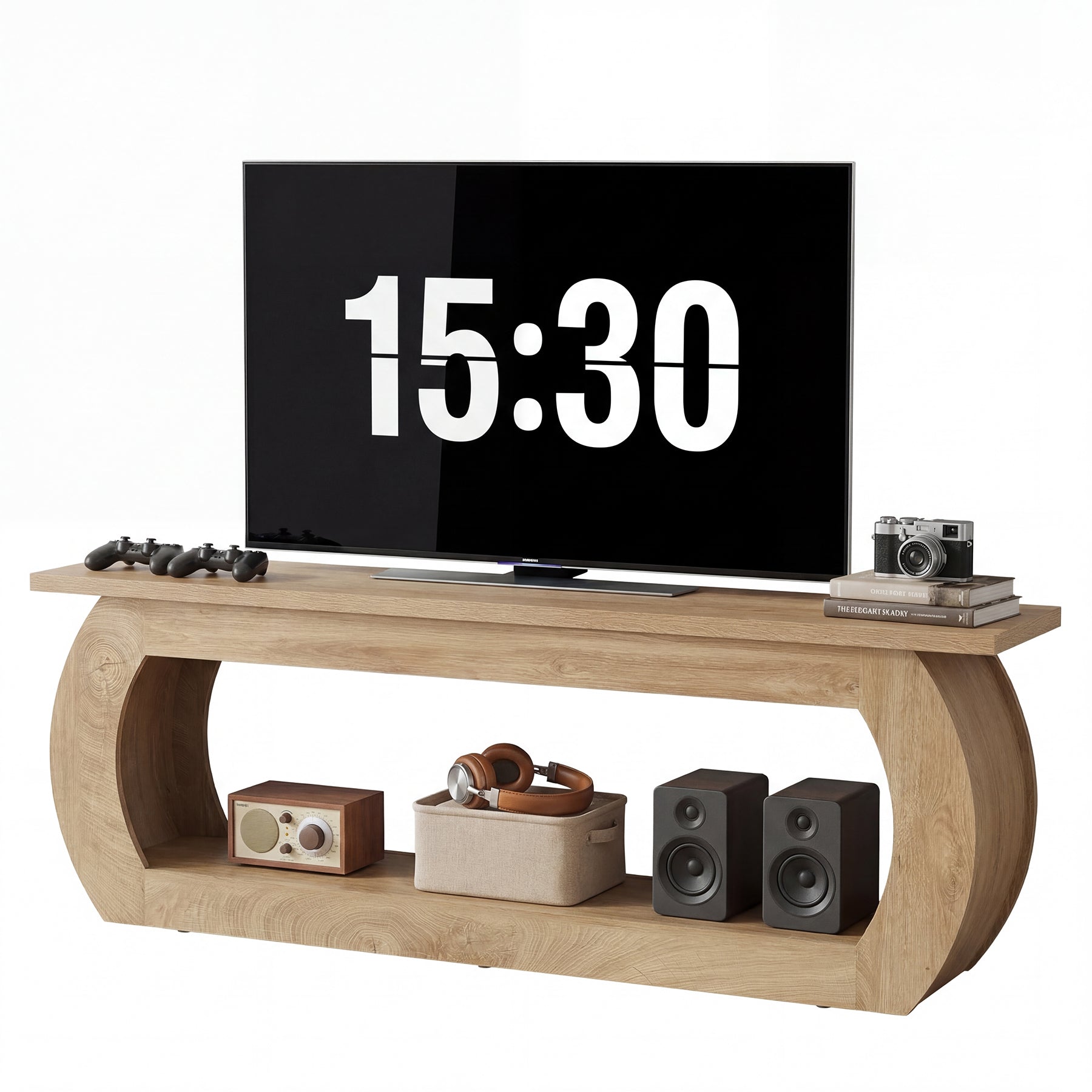 Tribesigns Mueble para TV para silla de TV de 165 cm, Centro multimedia de madera con almacenamiento, consola de TV de estilo rústico