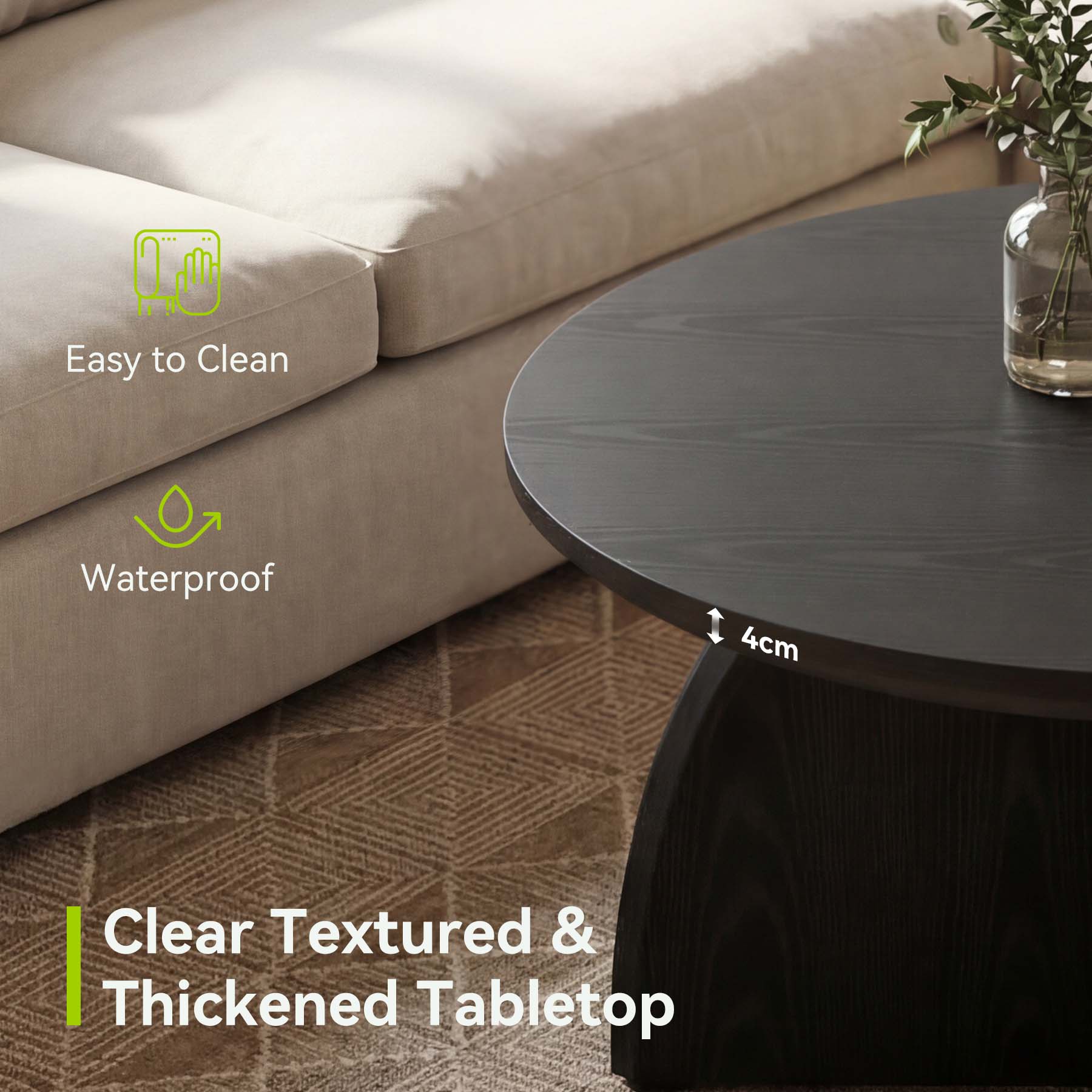 Tribesigns Mesa de centro redonda de 80 cm, Mesa moderna para sala de estar con base de pedestal robusta
