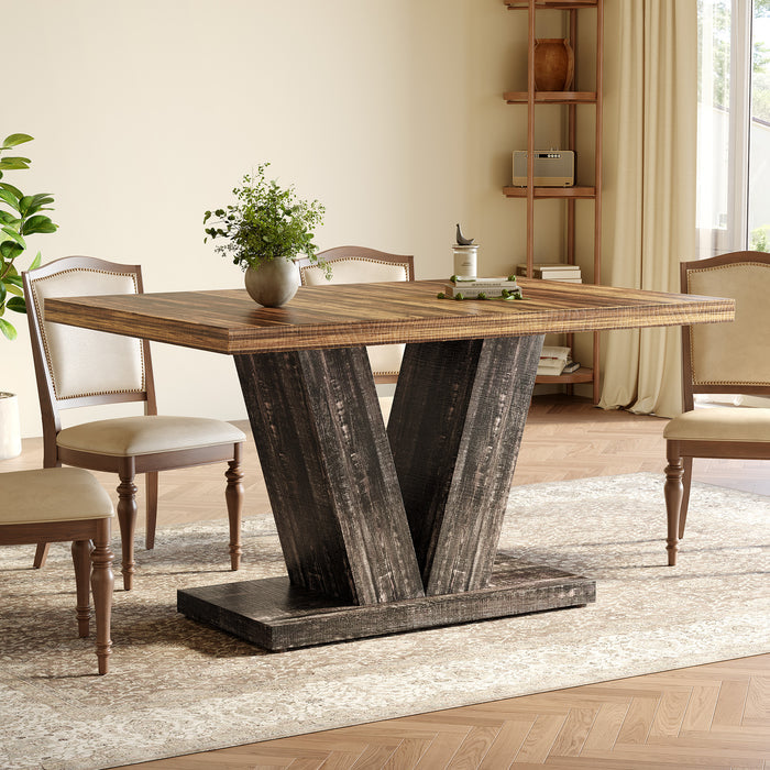 Tribesigns Mesa de comedor rústica, Mesa de cocina de madera blanca estilo granja