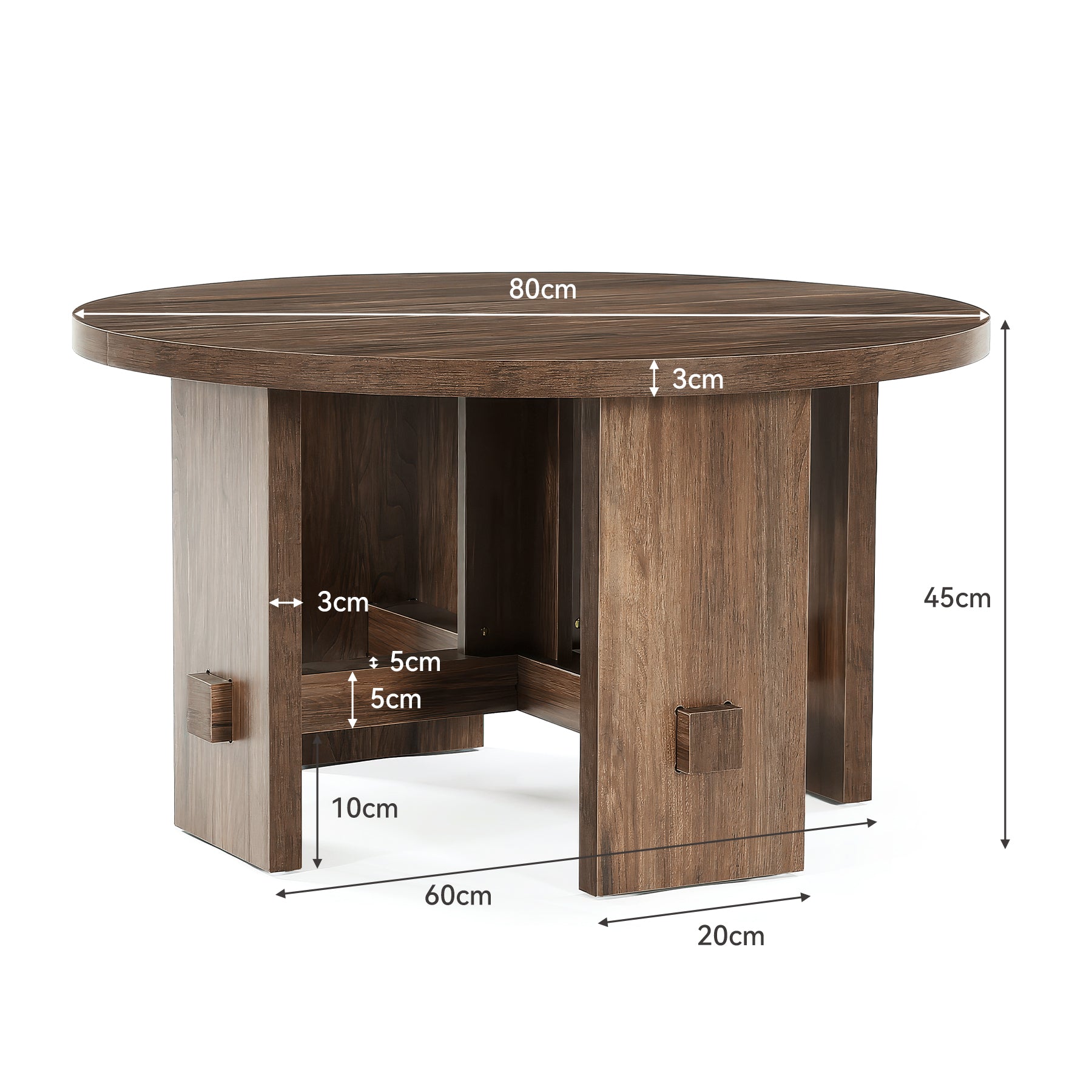 Tribesigns Mesa de centro redonda de 80 cm con base, Pequeña mesa de salón de estilo rústico