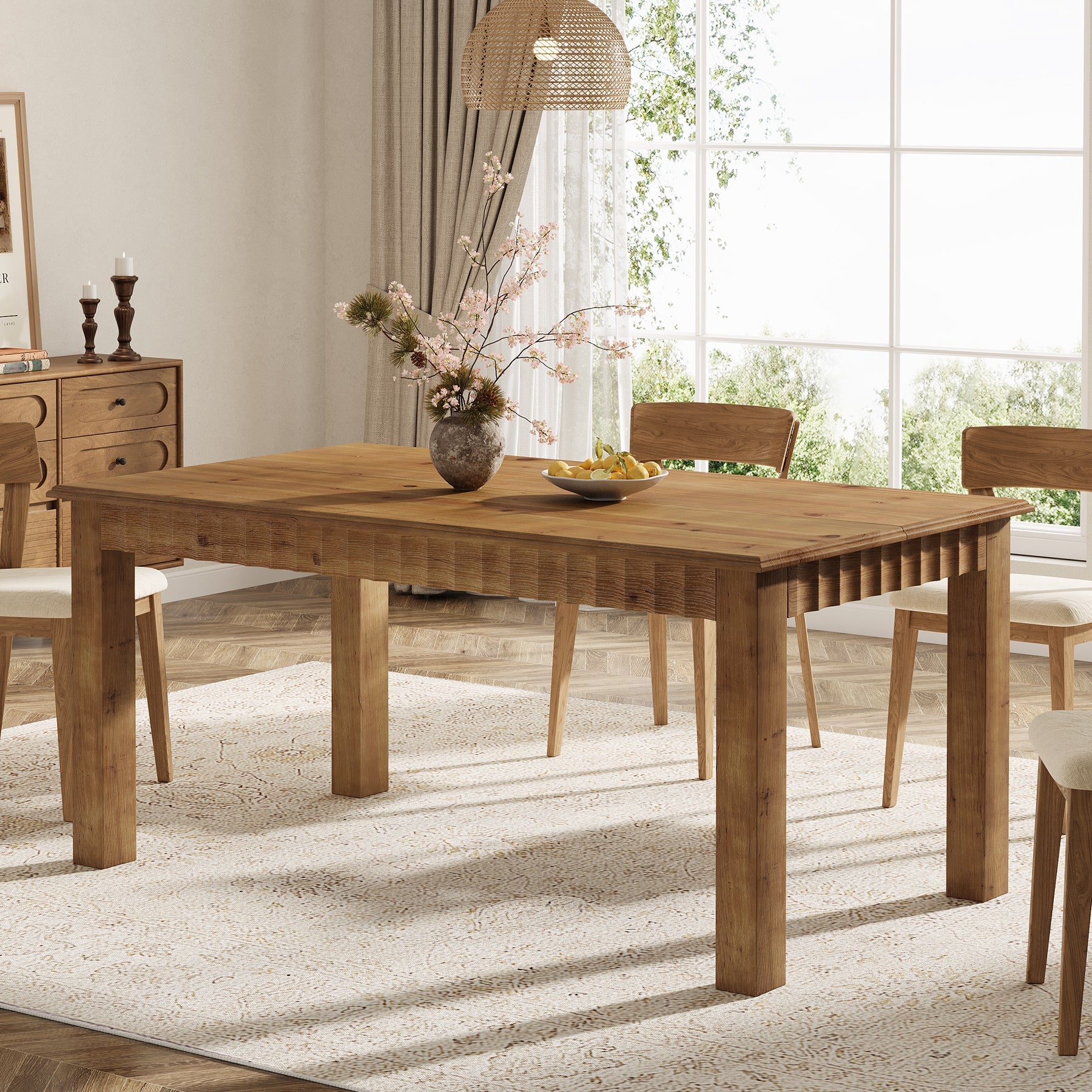 Tribesigns Mesa de comedor de madera maciza de 160 cm, Mesa de cocina para 4-6 personas de estilo rústico