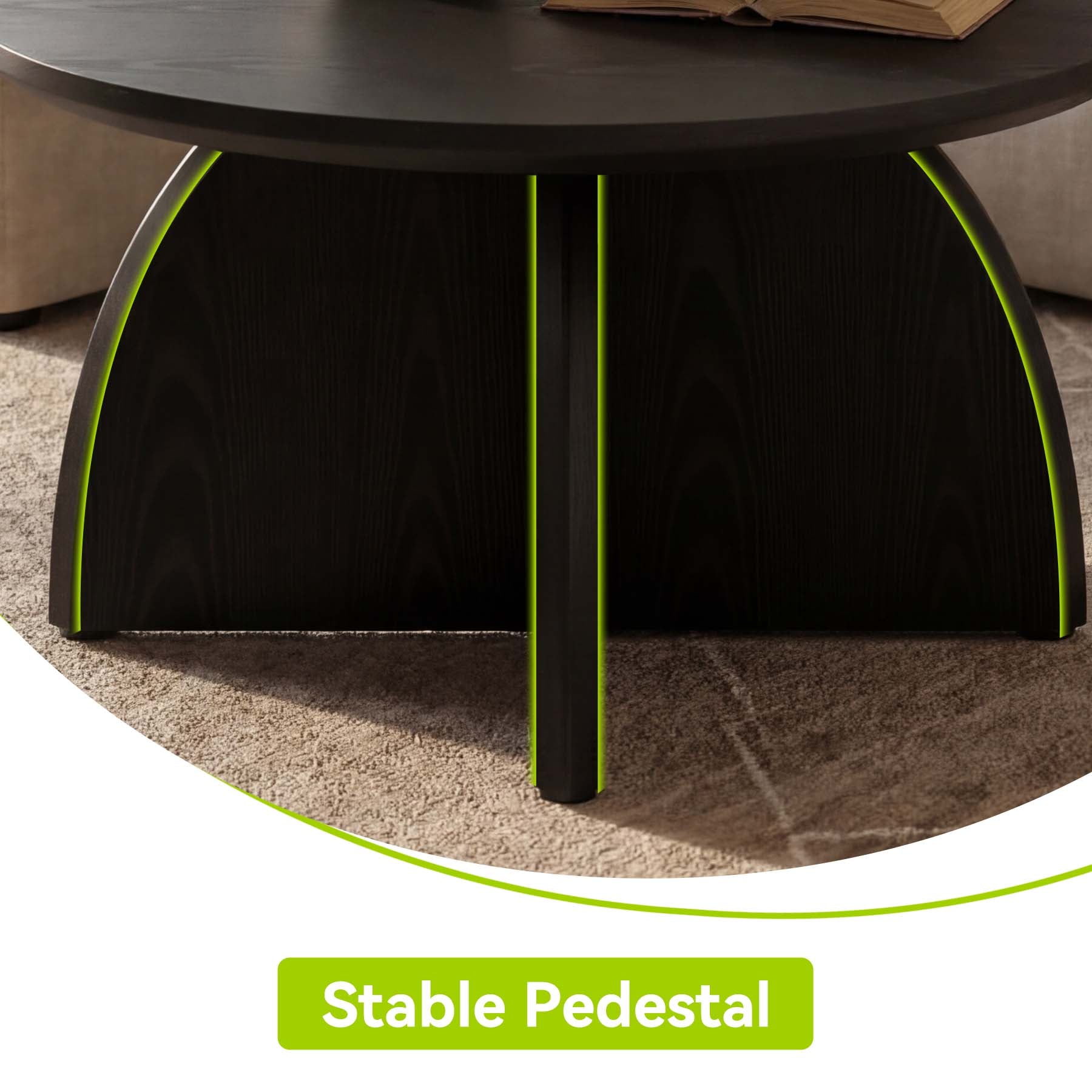 Tribesigns Mesa de centro redonda de 80 cm, Mesa moderna para sala de estar con base de pedestal robusta