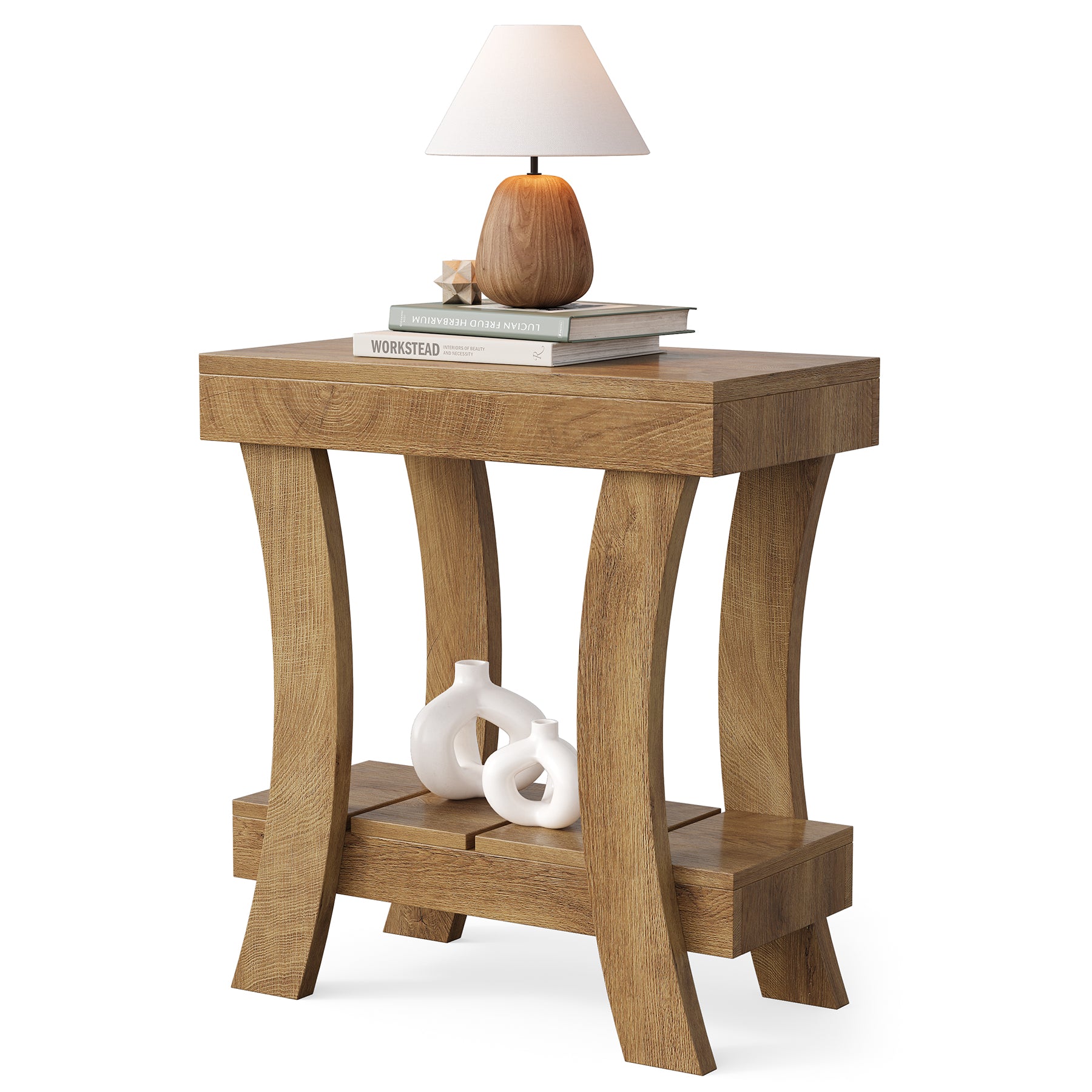 Tribesigns Mesita auxiliar con 2 estantes, 60 x 30 x 60 cm, de madera, ideal para sofá, dormitorio, recibidor u oficina