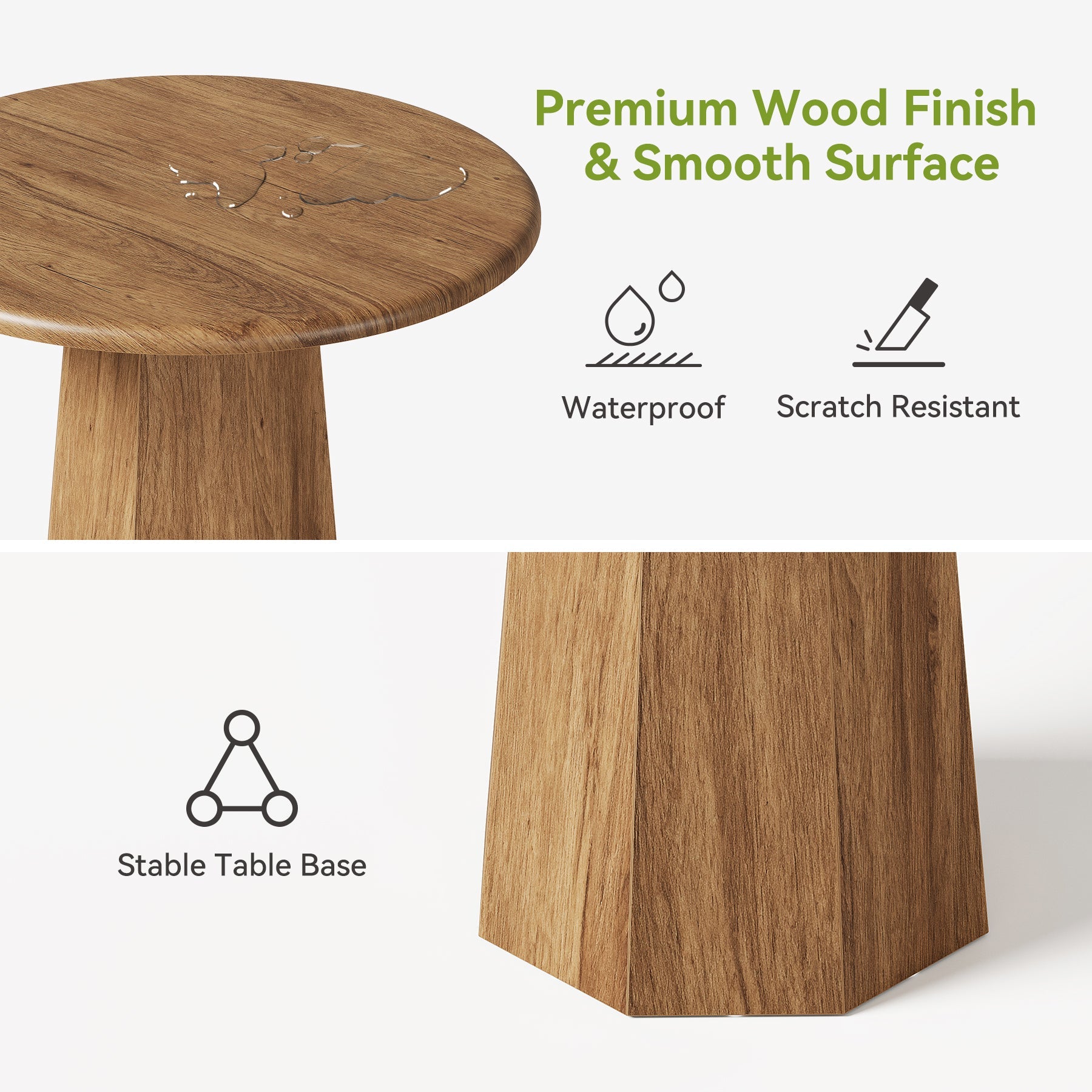 Tribesigns Mesa de comedor redonda de 80 cm para 2-4 personas, Mesa de cocina pequeña con estructura resistente