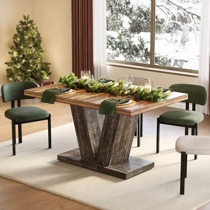 Tribesigns Mesa de comedor rústica, Mesa de cocina de madera blanca estilo granja